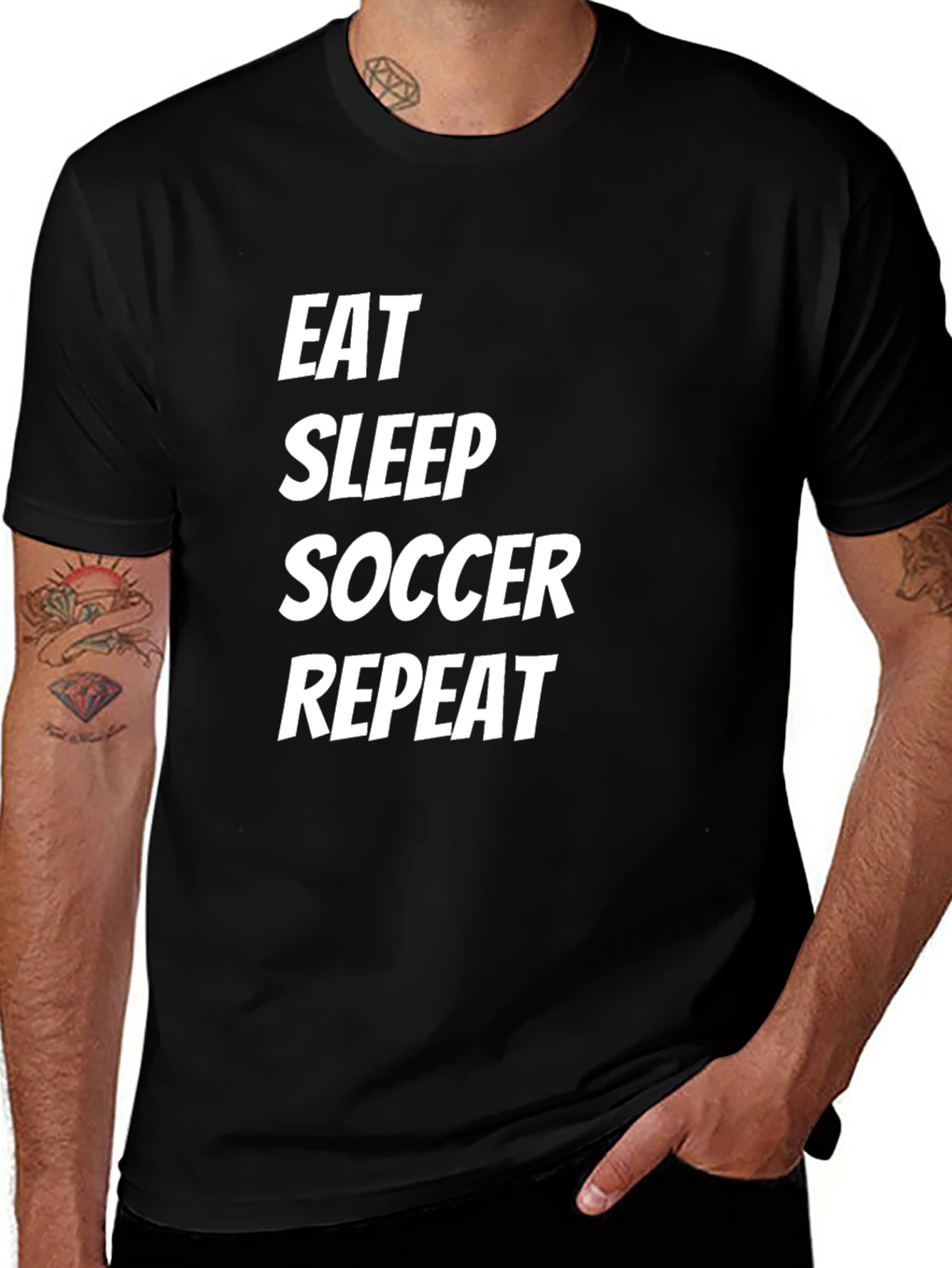Variant 24 of Eat Sleep Soccer Repeat Black T-Shirt