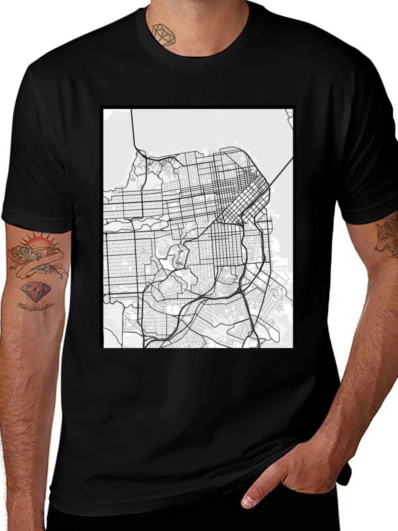 Variant 11 of San Francisco Map Tee - City Grid Graphic T-Shirt