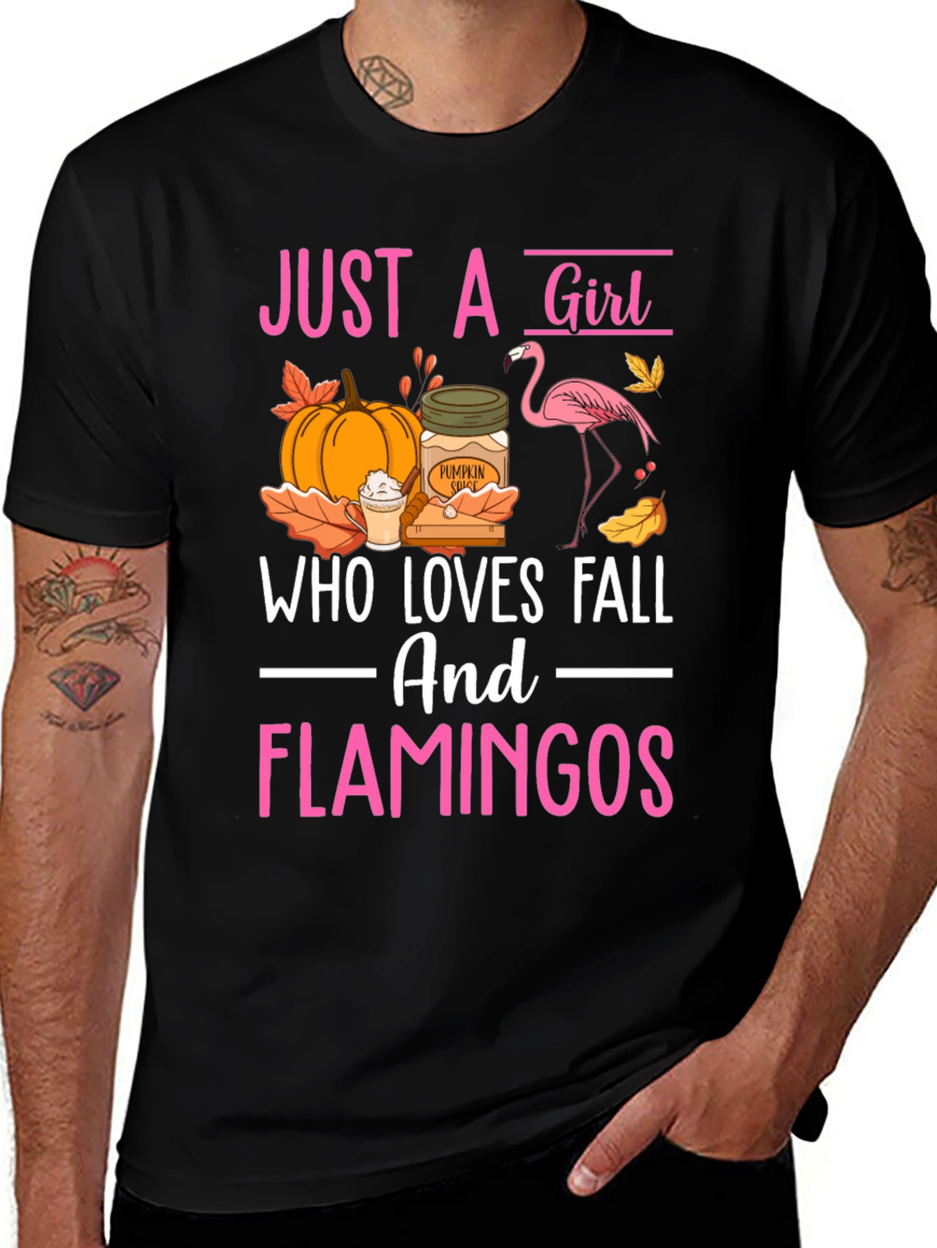 Variant 29 of Just A Girl Who Loves Fall and Flamingos T-Shirt