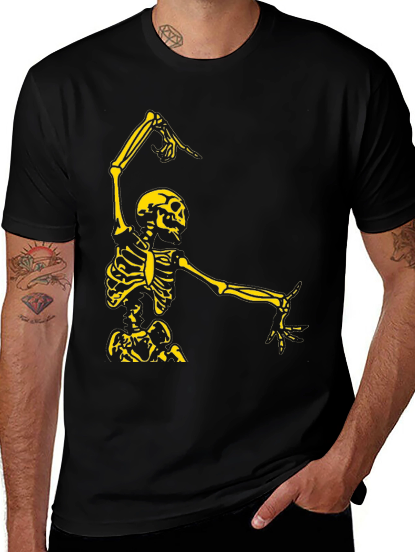 Variant 13 of Dancing Skeleton Graphic Tee - Black