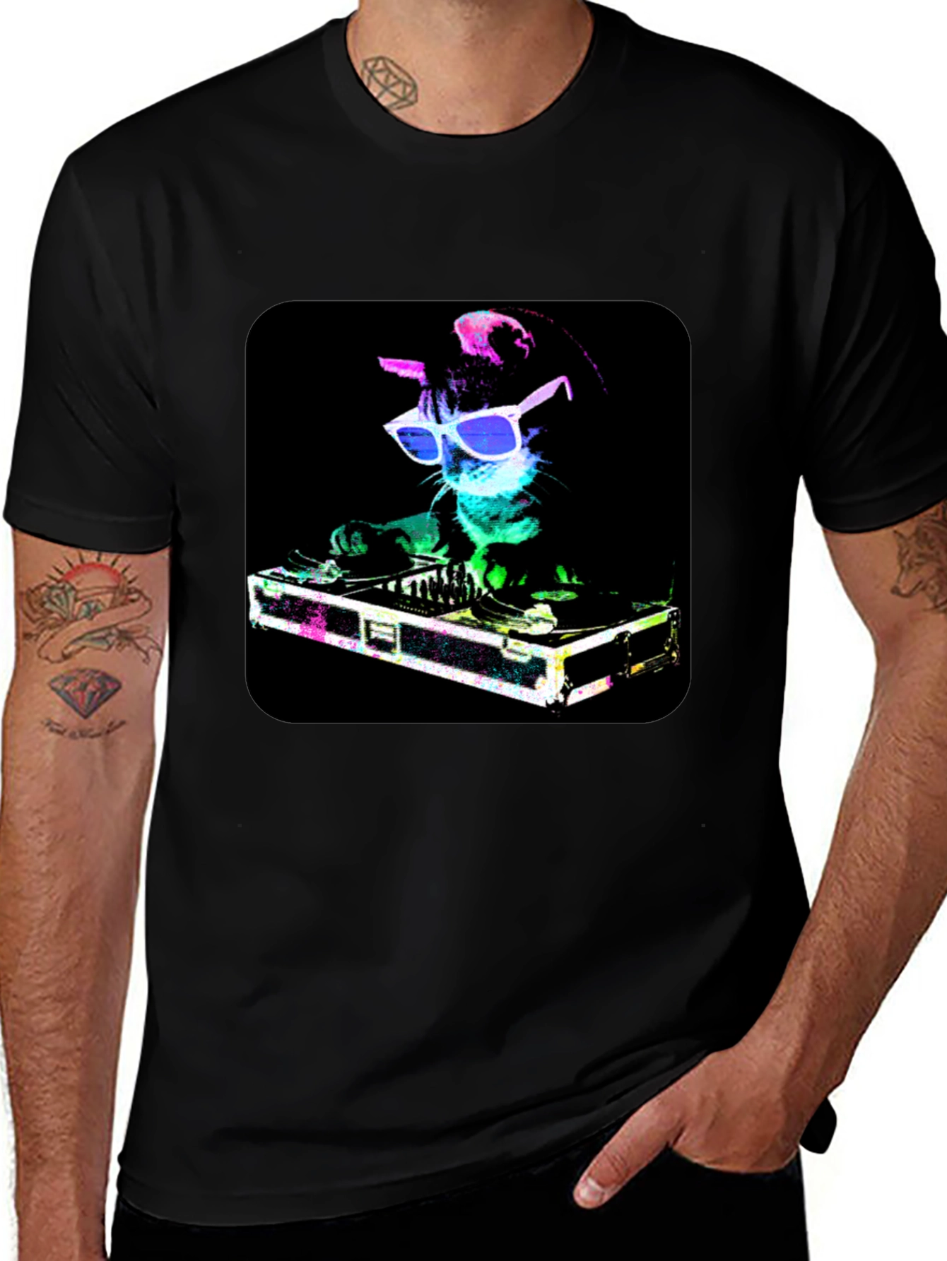 Variant 28 of DJ Cat Graphic Tee - Cool Party Shirt