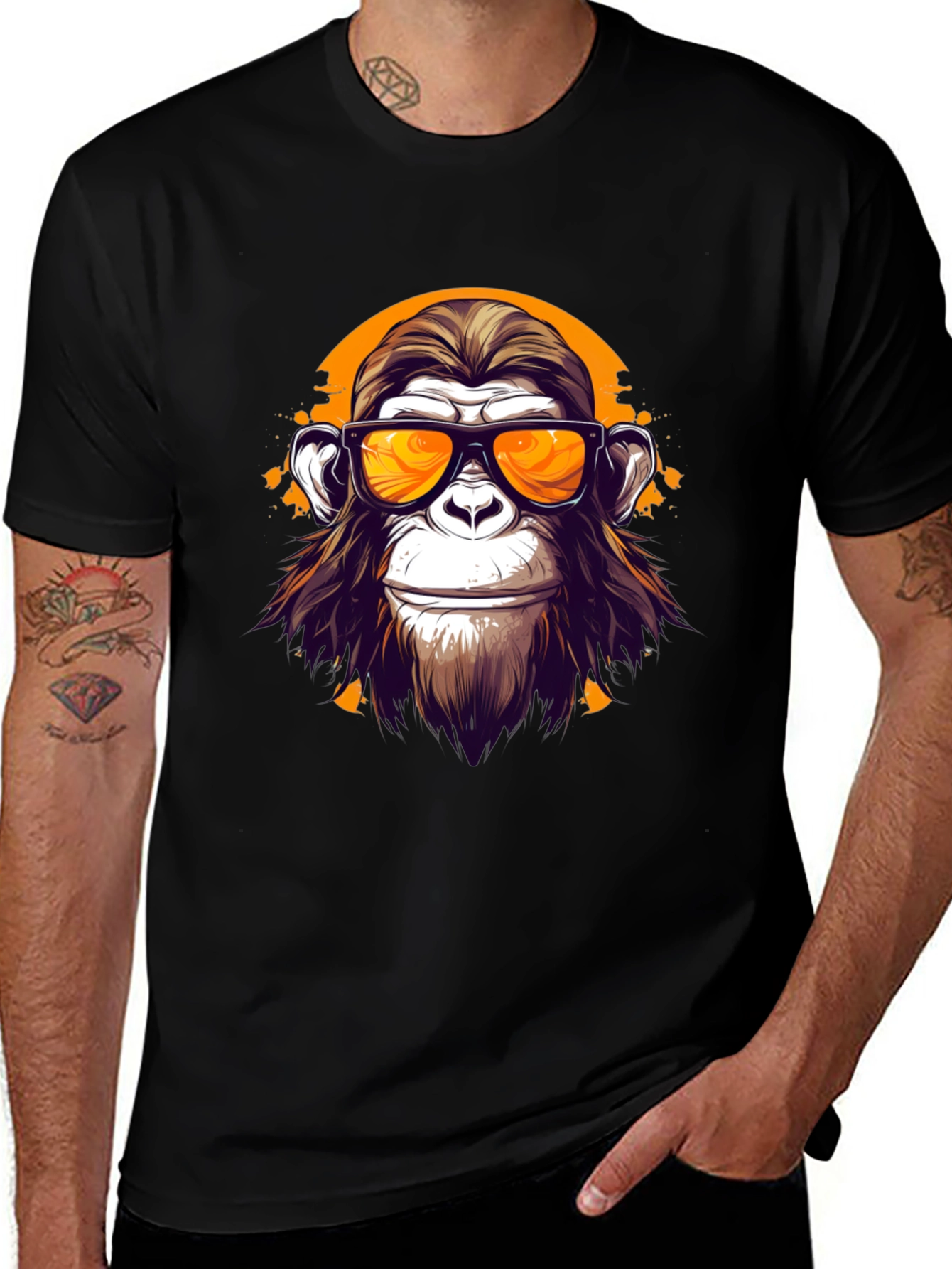 Variant 4 of Cool Monkey Graphic T-Shirt - Black