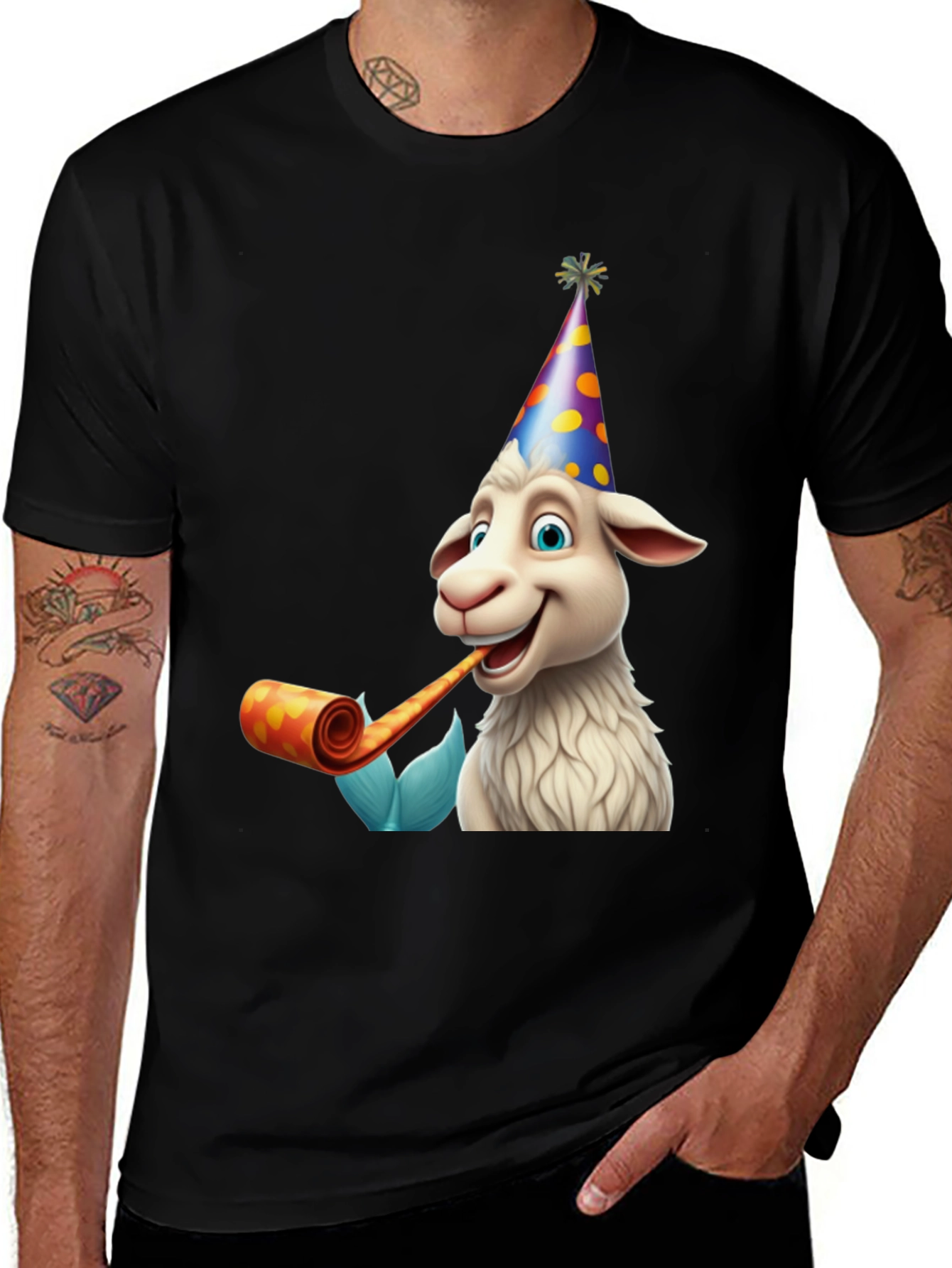 Variant 2 of Party Goat Graphic Tee - Black