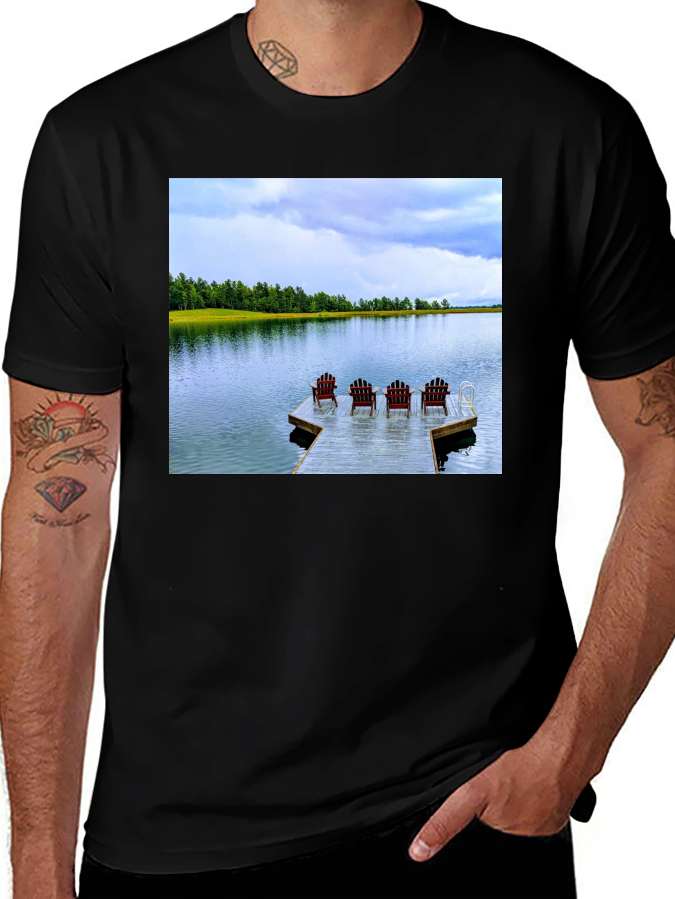 Variant 21 of Lake View T-Shirt: Relax on the Dock