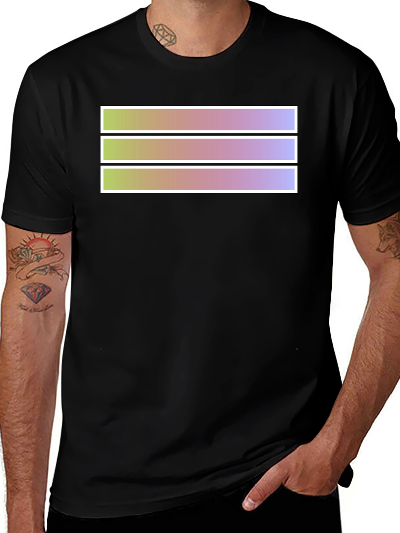 Variant 2 of Gradient Stripe Graphic Tee - Modern Style