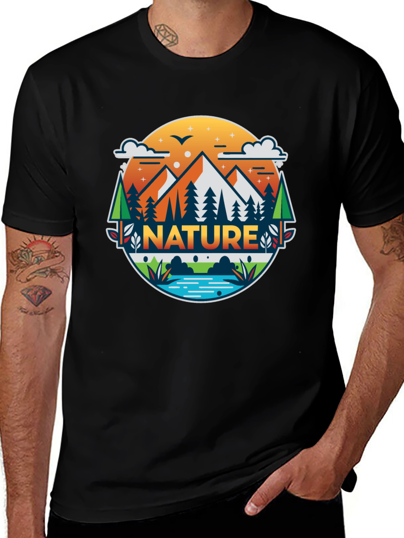Nature Graphic Black T-Shirt