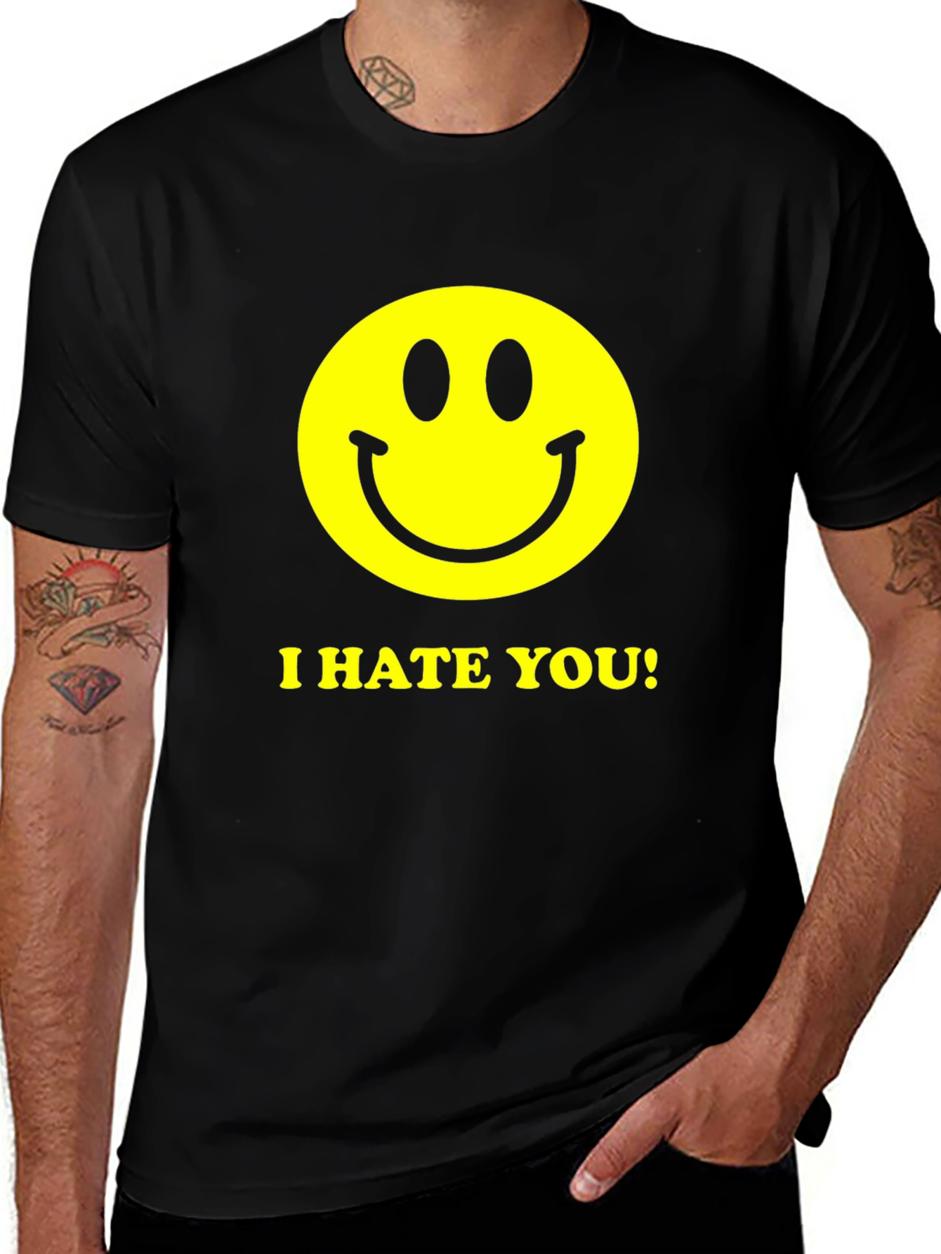 I Hate You Smiley Face Graphic T-Shirt