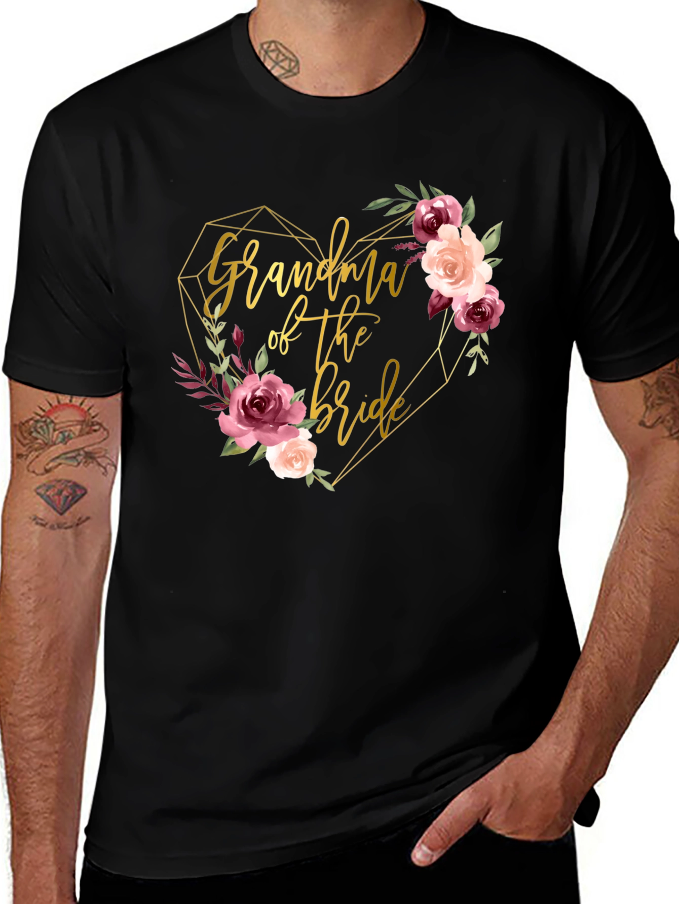 Grandma of the Bride Floral Heart T-Shirt