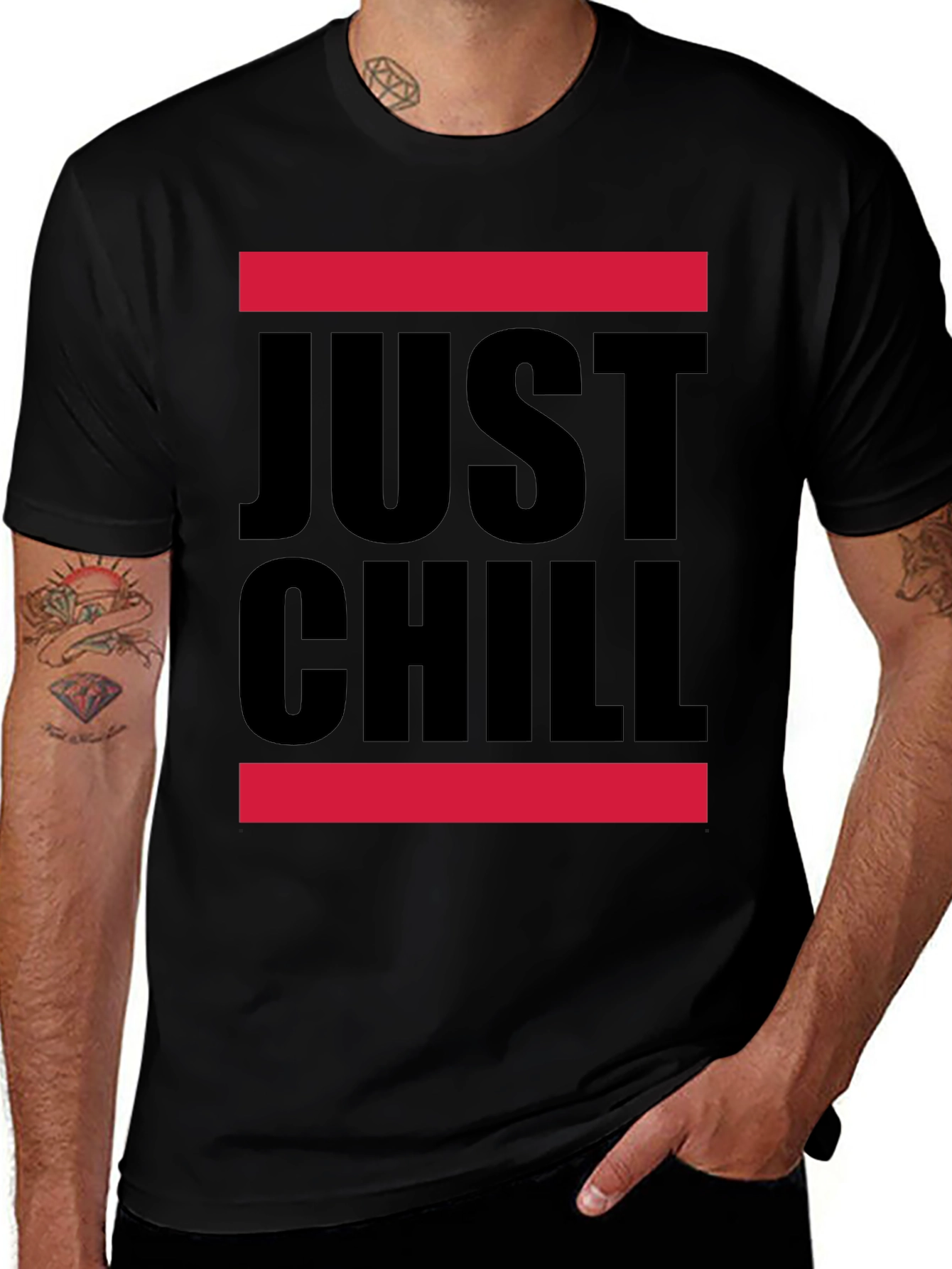 Variant 5 of Just Chill Graphic Tee - Relaxed Style Black T-Shirt