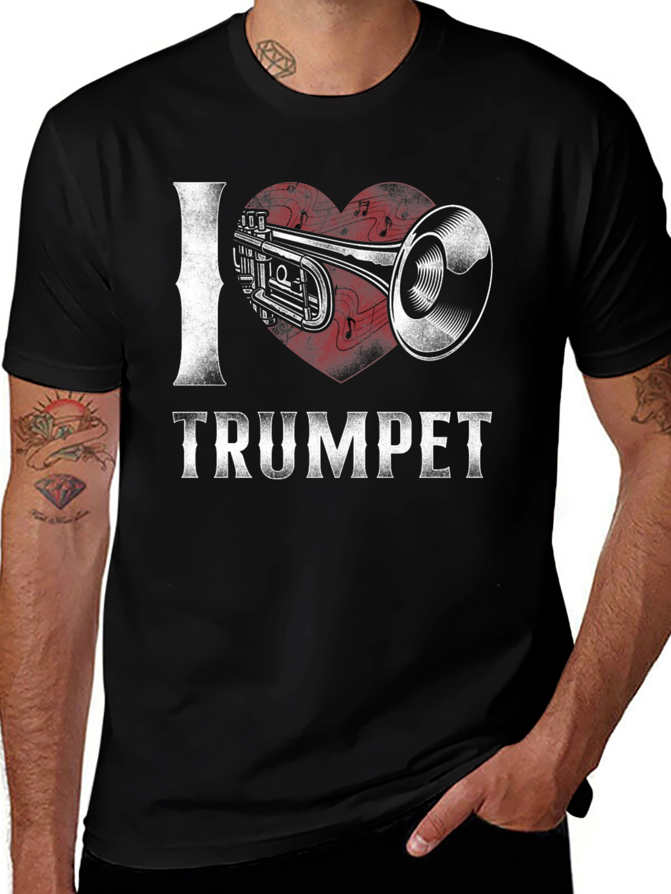 Variant 19 of I Love Trumpet Graphic T-Shirt - Music Lover Tee
