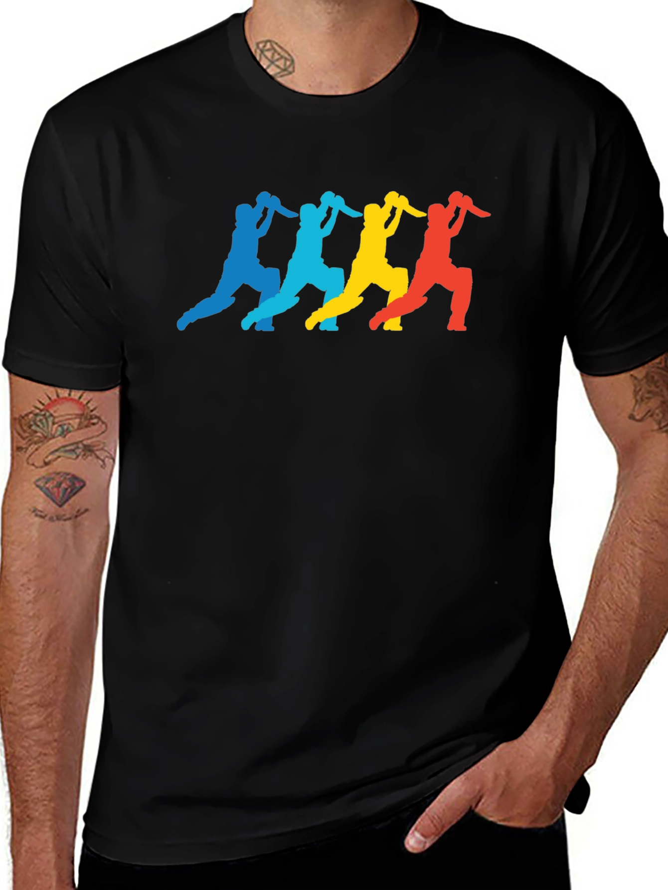 Variant 2 of Retro Cricket Player Graphic T-Shirt