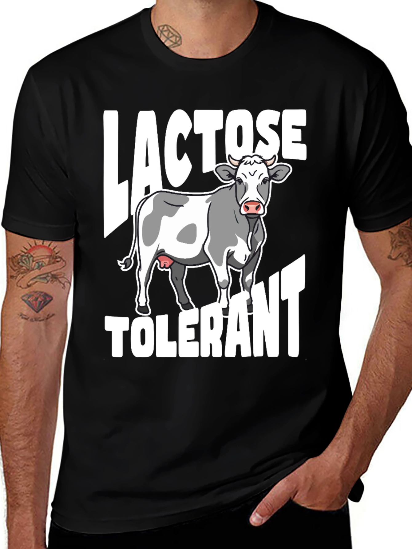 Variant 28 of Lactose Tolerant T-Shirt with Cow Graphic