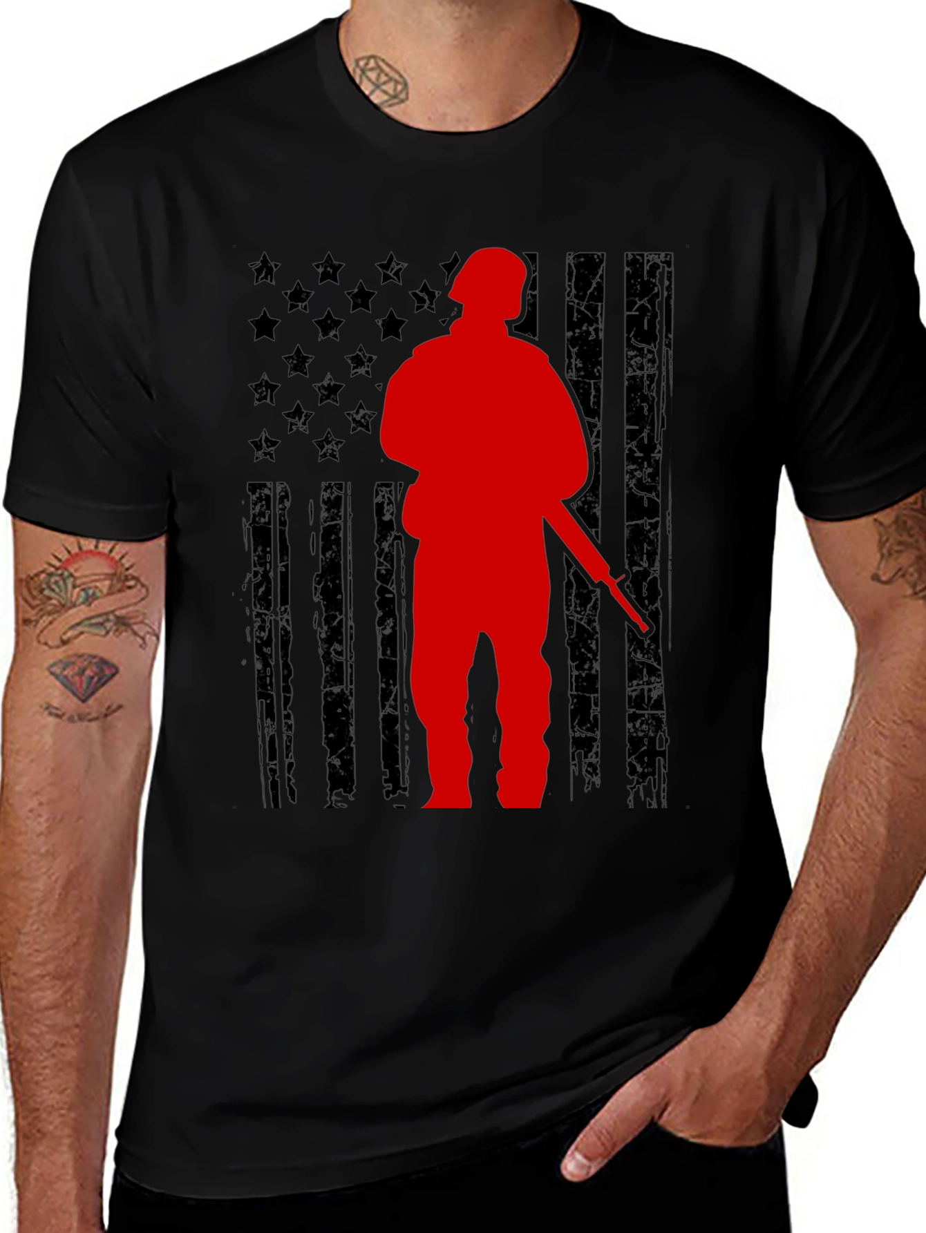 Variant 28 of American Flag Soldier Graphic T-Shirt