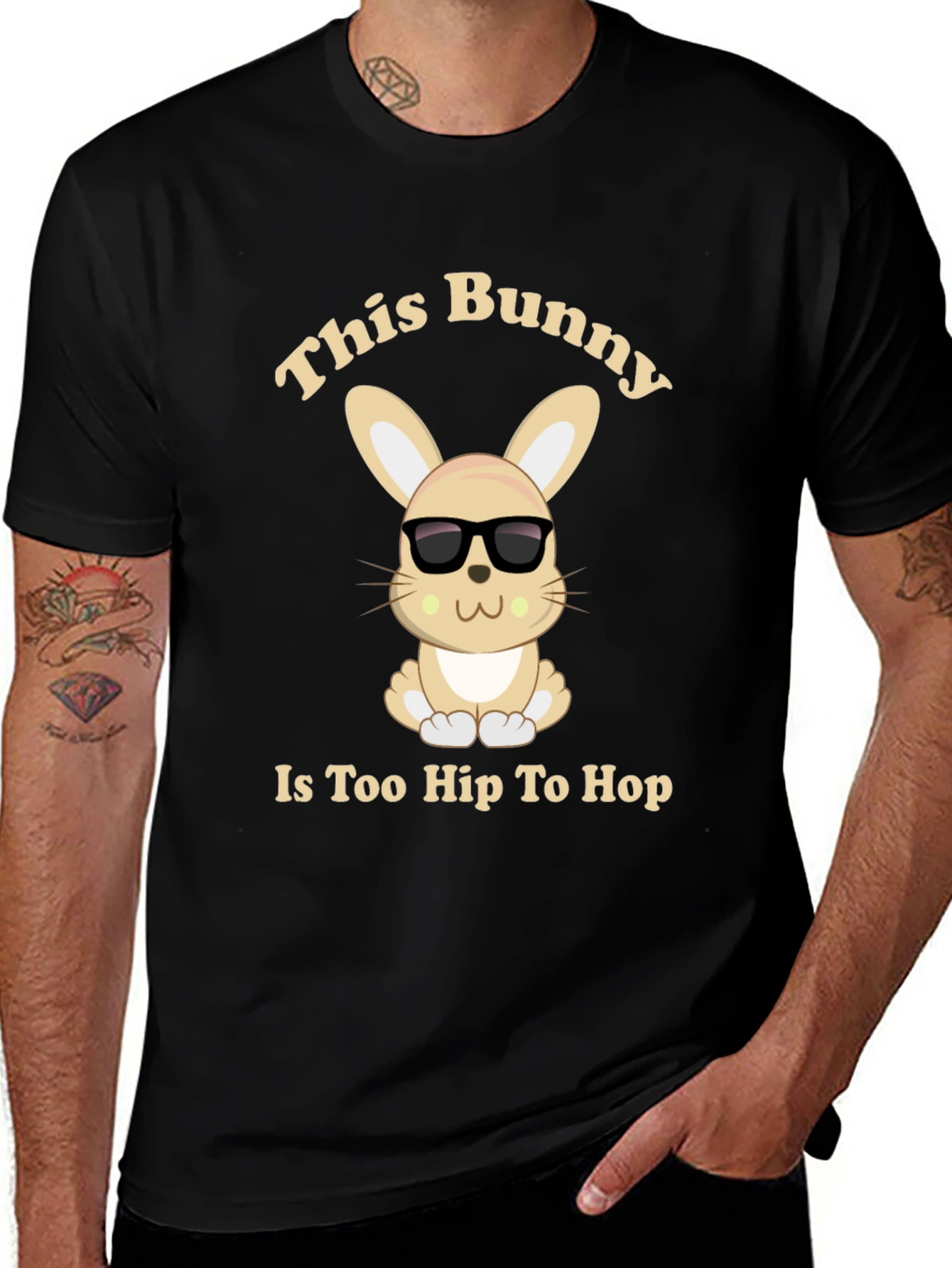 Variant 24 of Cool Bunny Graphic Tee - Too Hip To Hop