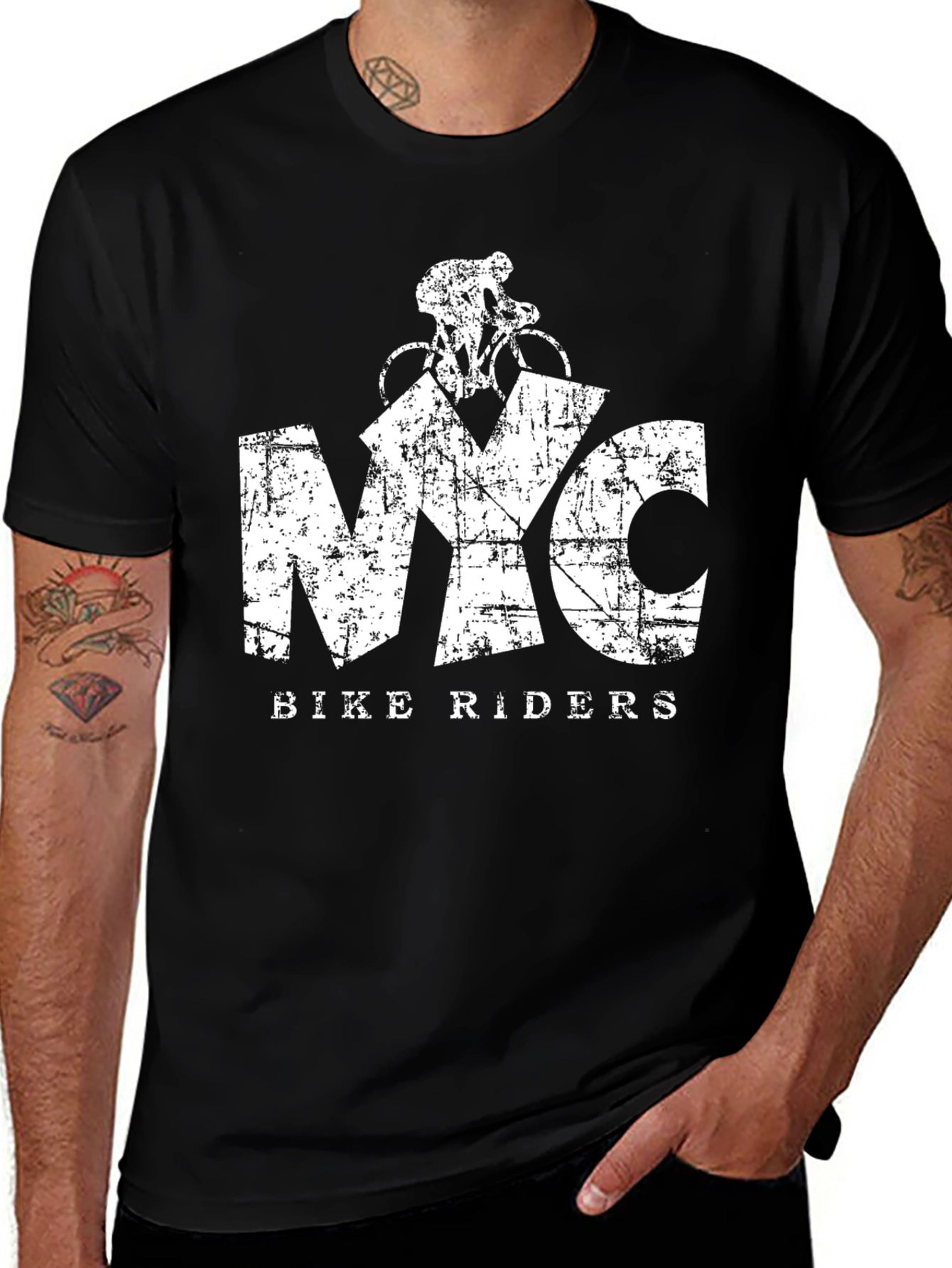 Variant 27 of NYC Bike Riders Graphic Tee - Distressed Print