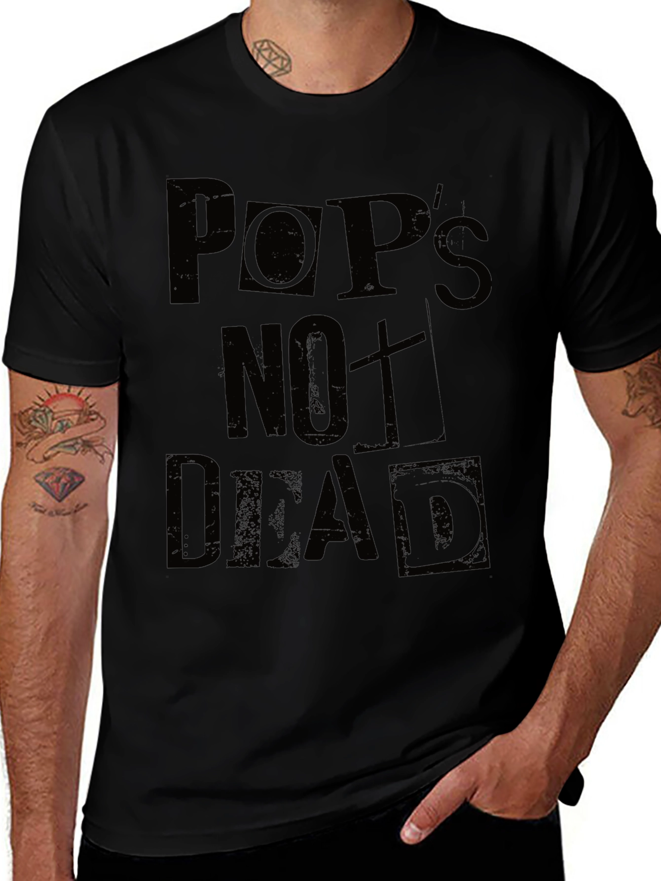 Variant 19 of Pop's Not Dead Men's Graphic Tee - Black