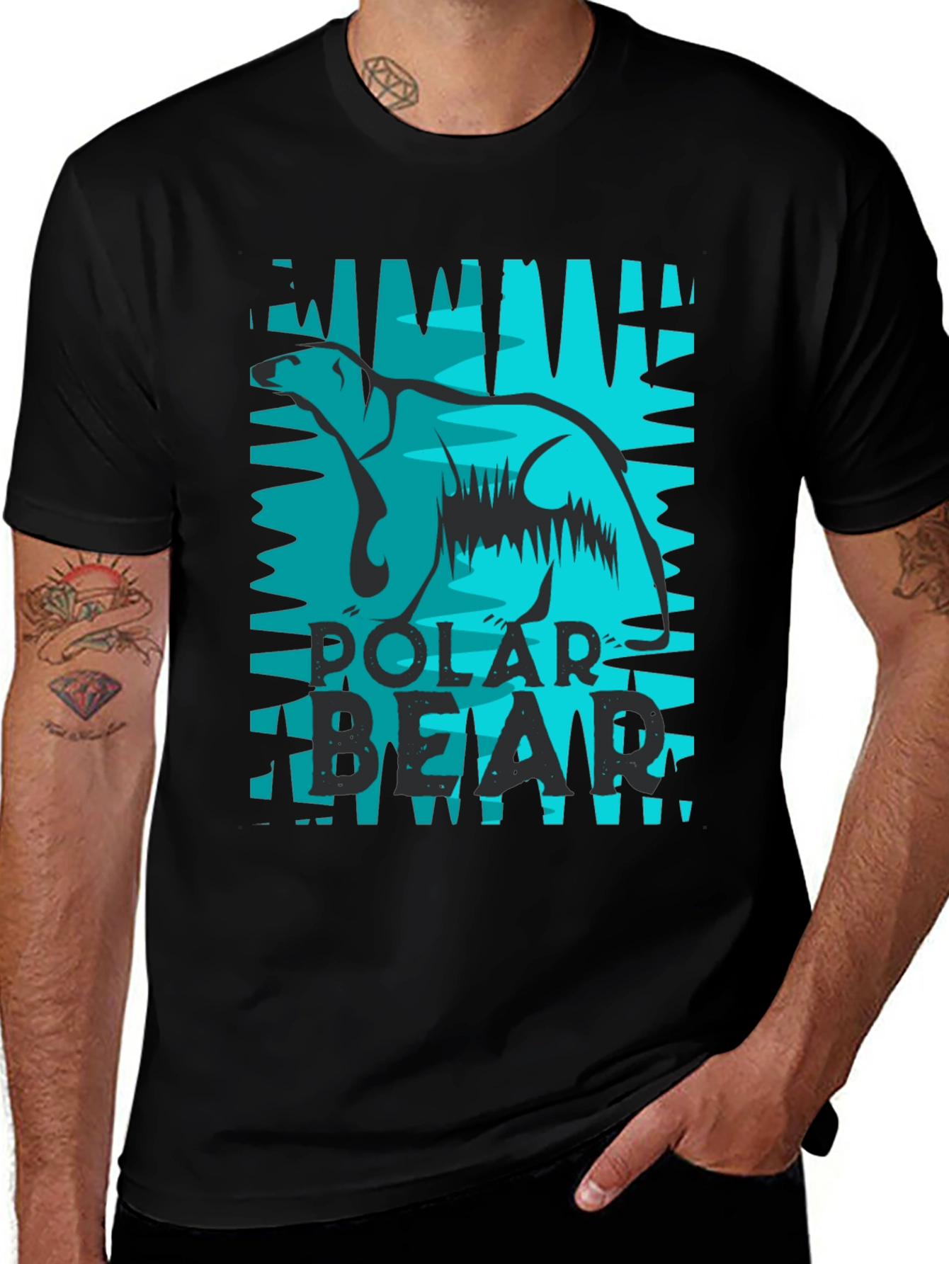 Variant 22 of Polar Bear Graphic Print Black T-Shirt