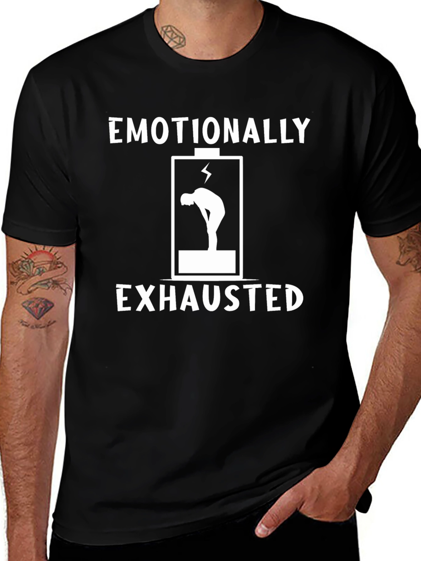 Variant 8 of Emotionally Exhausted Graphic Tee - Black Cotton T-Shirt