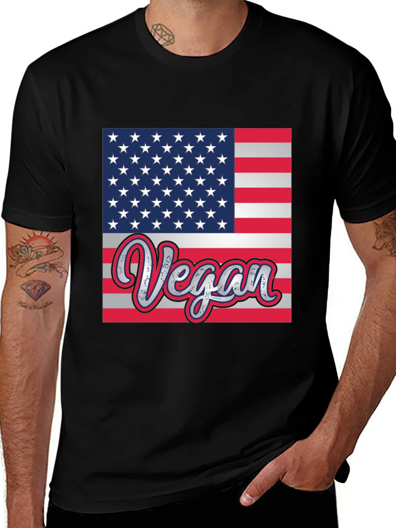 Variant 30 of Vegan American Flag Graphic T-Shirt