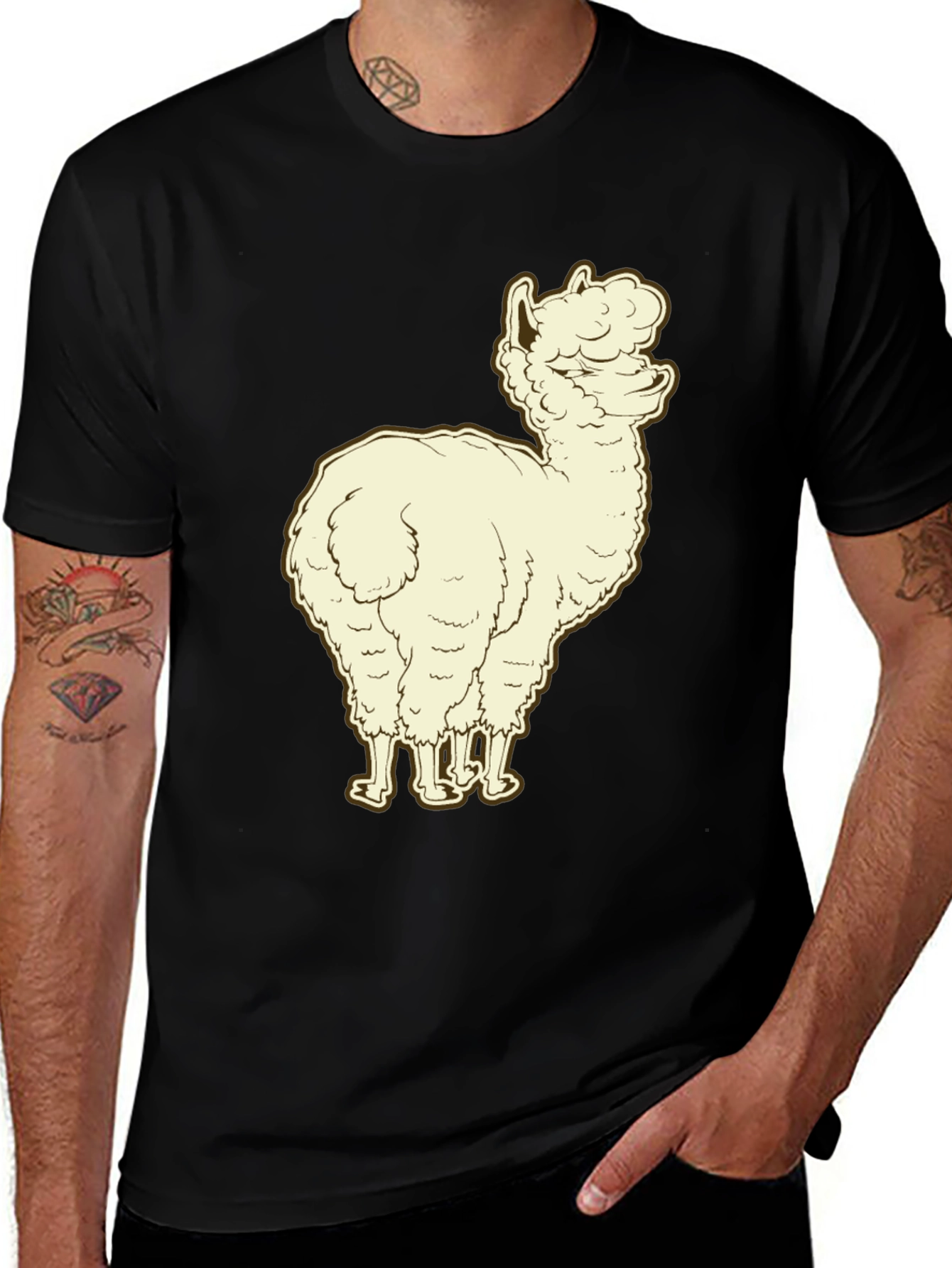 Variant 23 of Llama Graphic Print Tee - Black