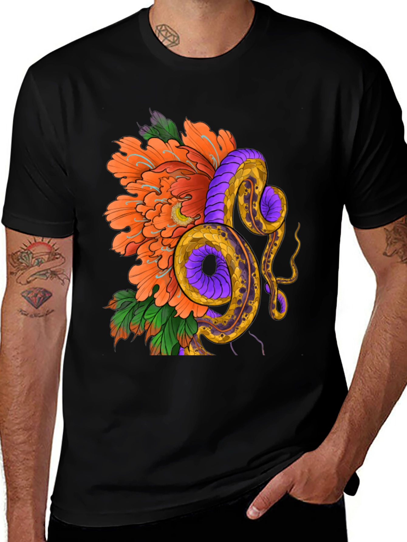 Variant 16 of Floral Snake Graphic T-Shirt