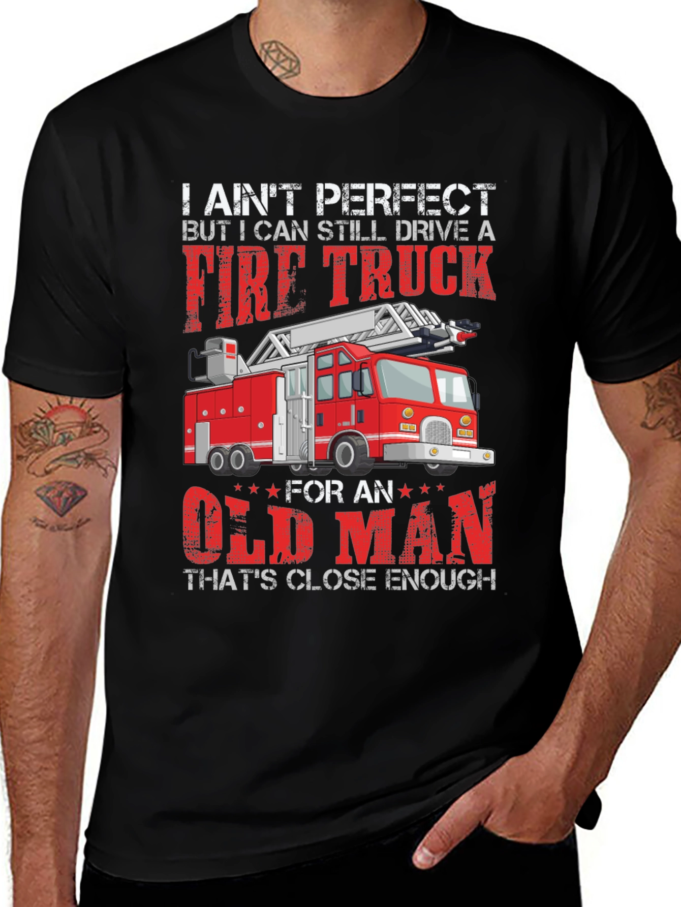 Variant 19 of Fire Truck Old Man T-Shirt