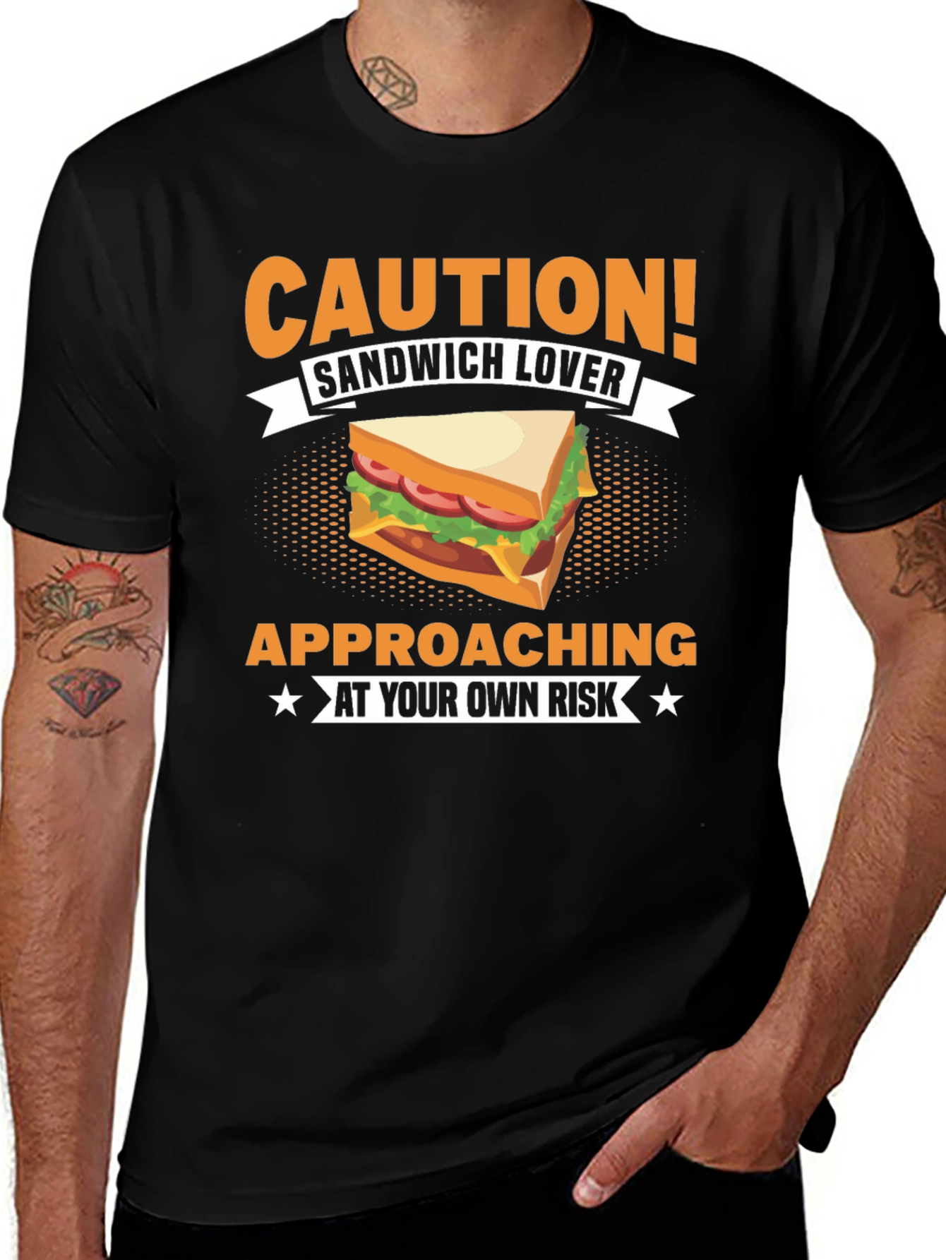 Variant 11 of Sandwich Lover T-Shirt - Caution Approaching Funny Foodie Tee