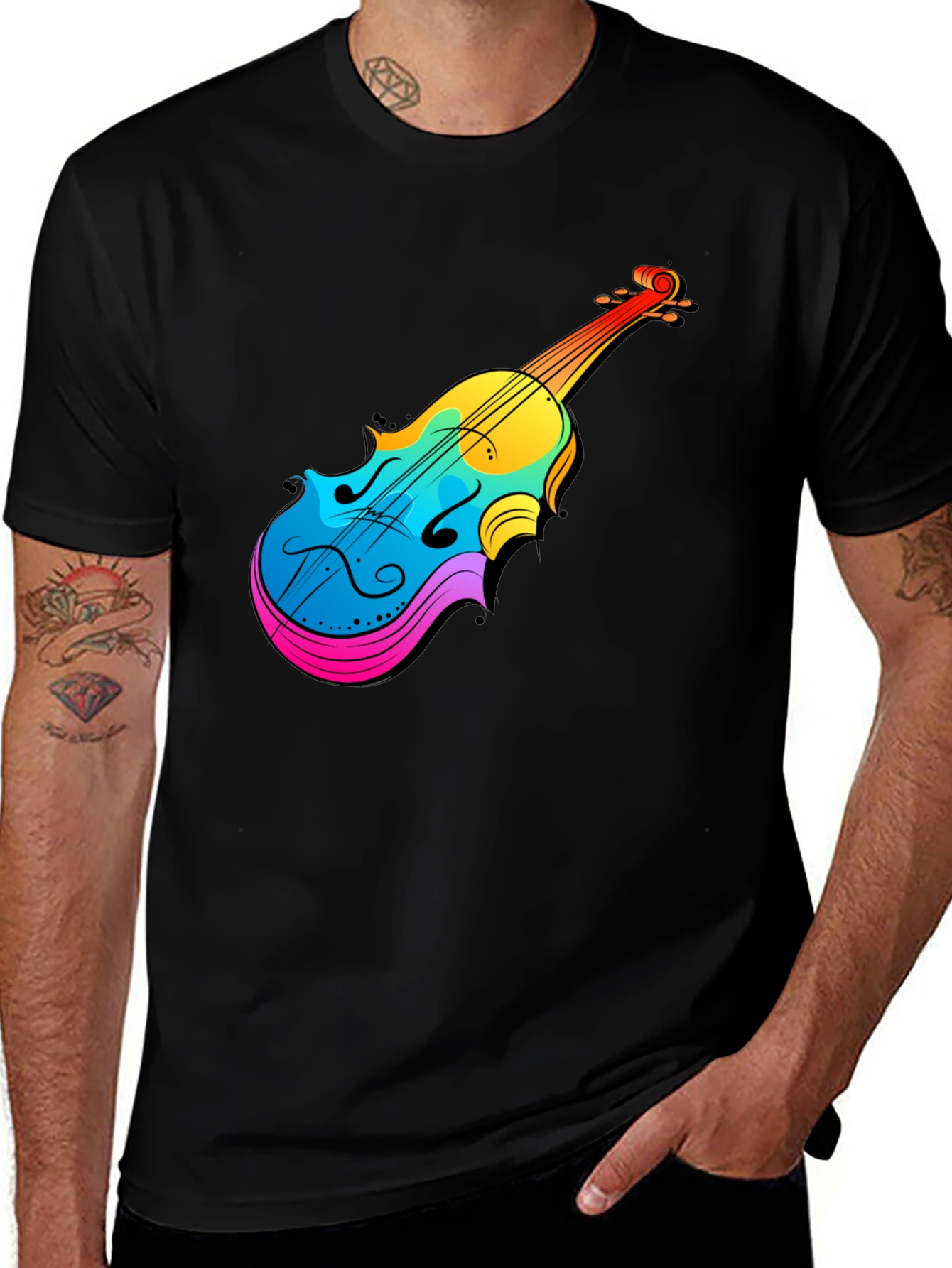 Variant 22 of Colorful Violin Graphic Tee - Music Lover's T-Shirt