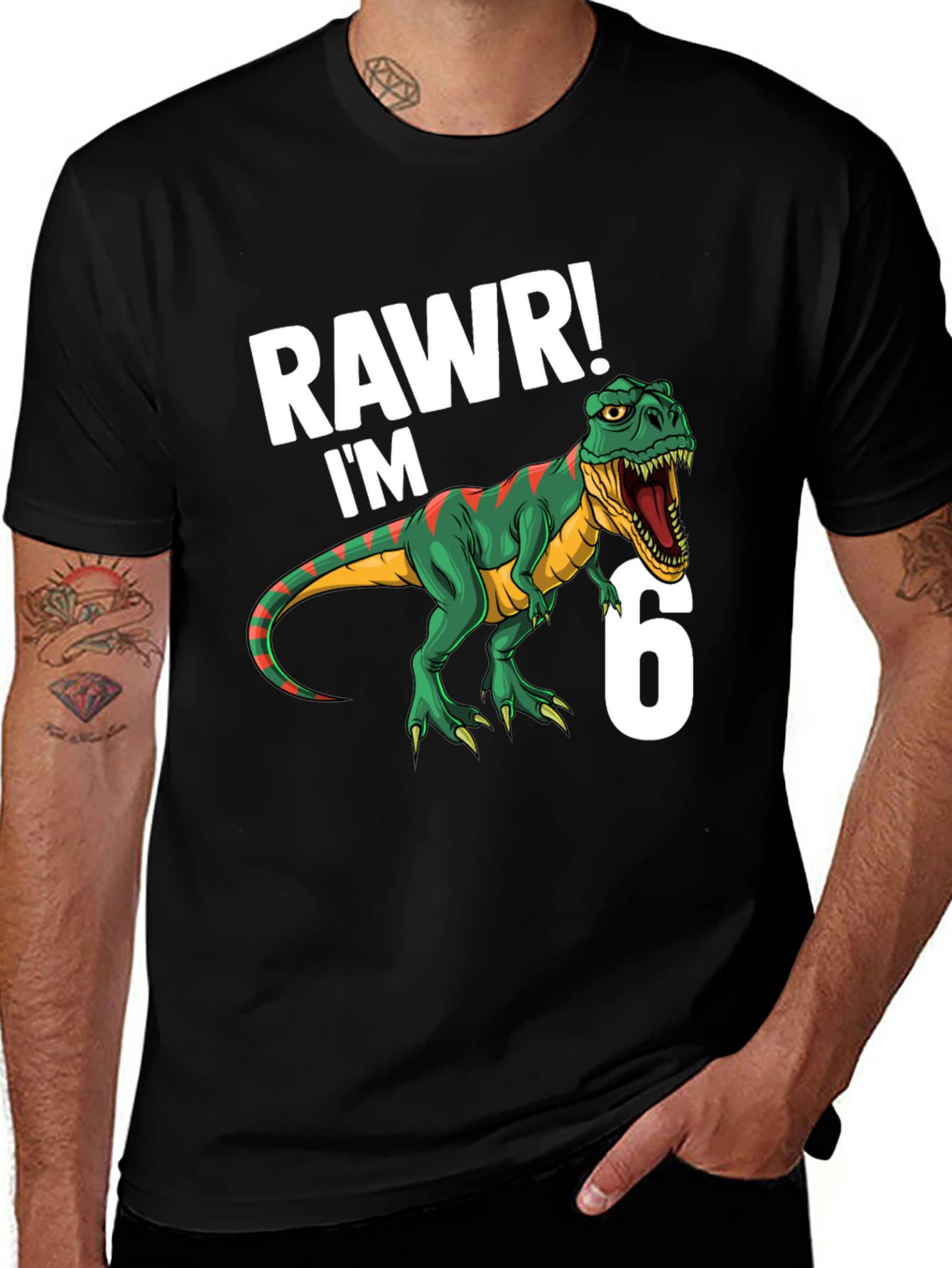 Variant 21 of RAWR! I'm 6! Dinosaur Birthday T-Shirt
