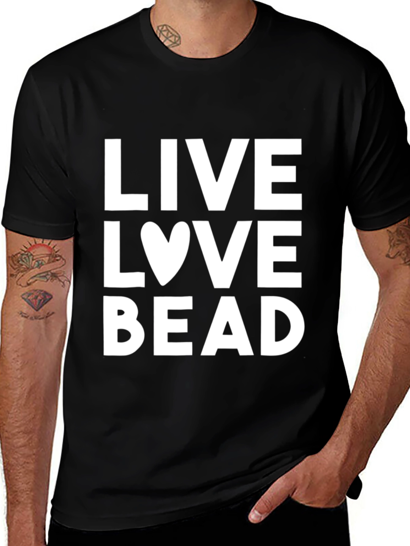 Variant 21 of Live Love Bead Graphic T-Shirt - Stylish Cotton Tee