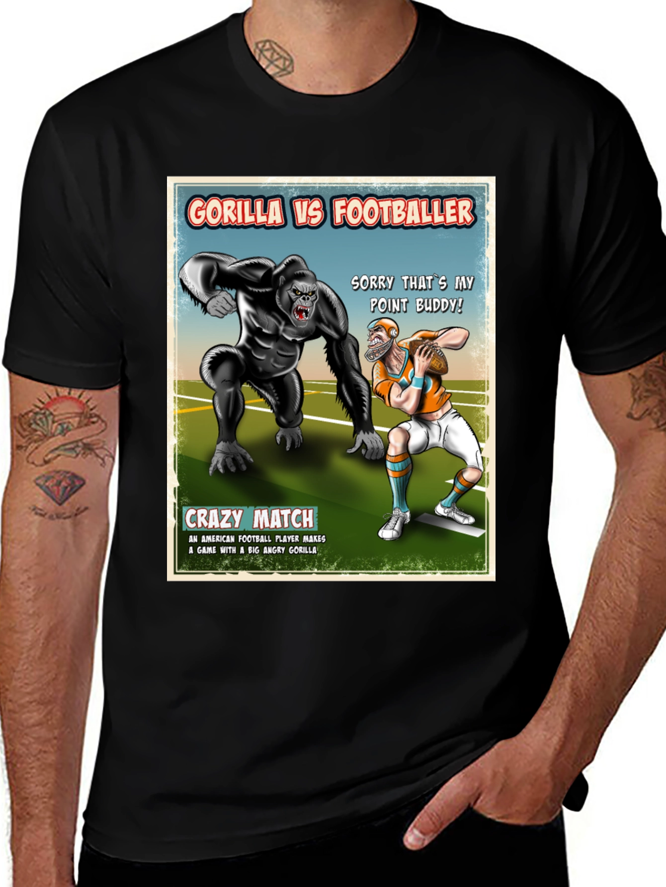 Variant 23 of Gorilla vs Footballer Graphic Tee