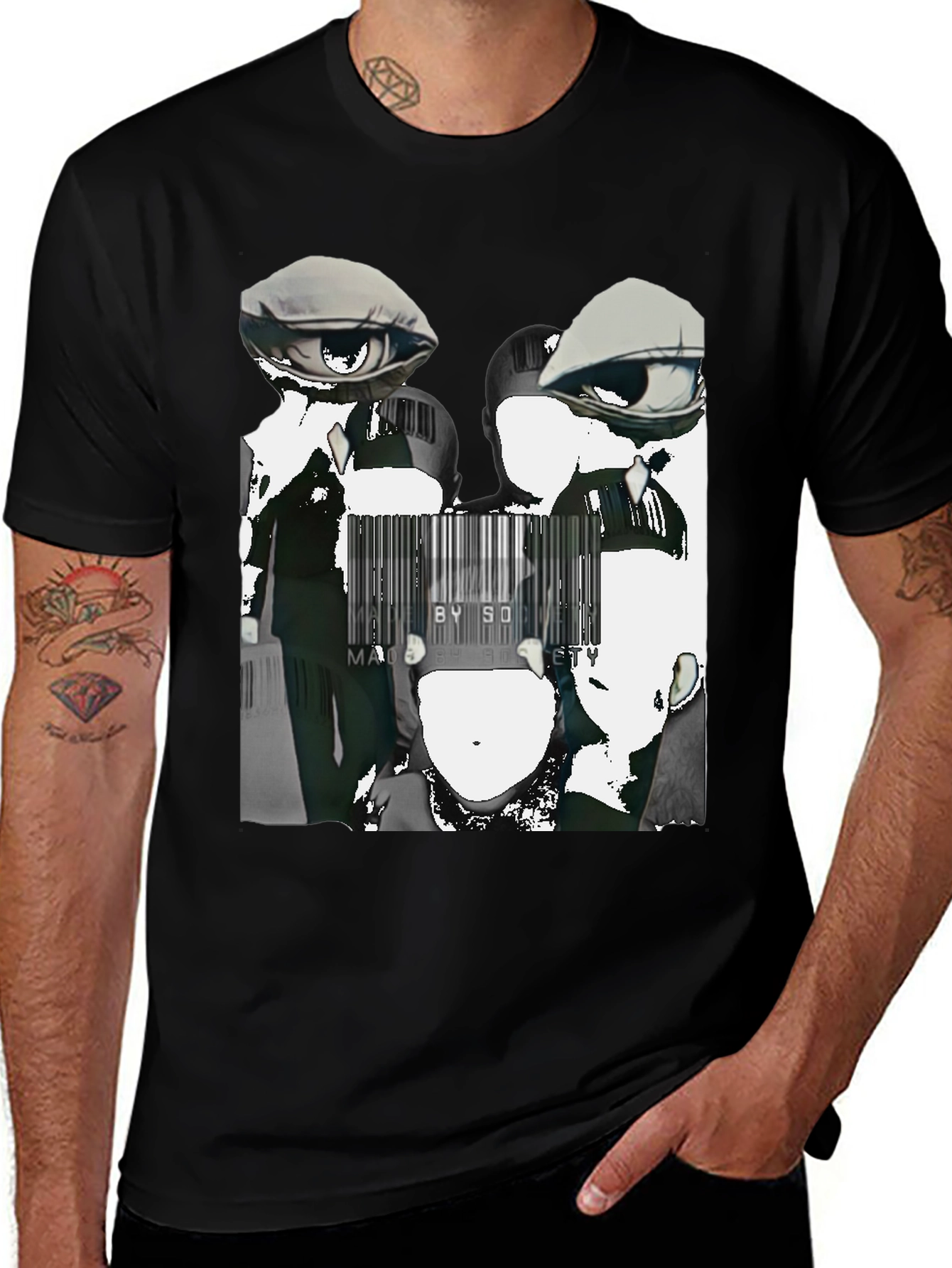 Variant 17 of Abstract Anime Graphic Tee - Black