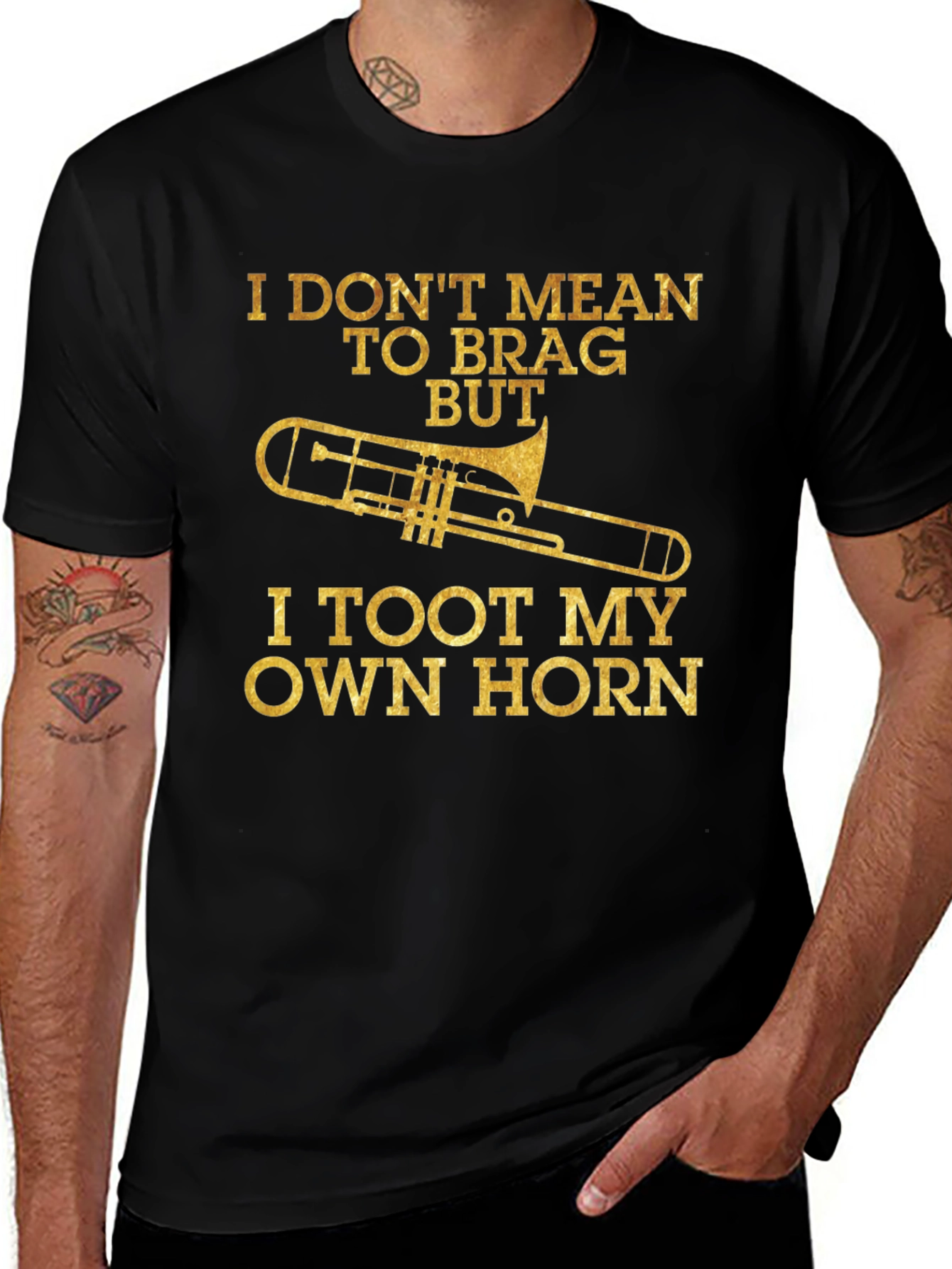 Variant 12 of I Toot My Own Horn Trombone Black T-Shirt