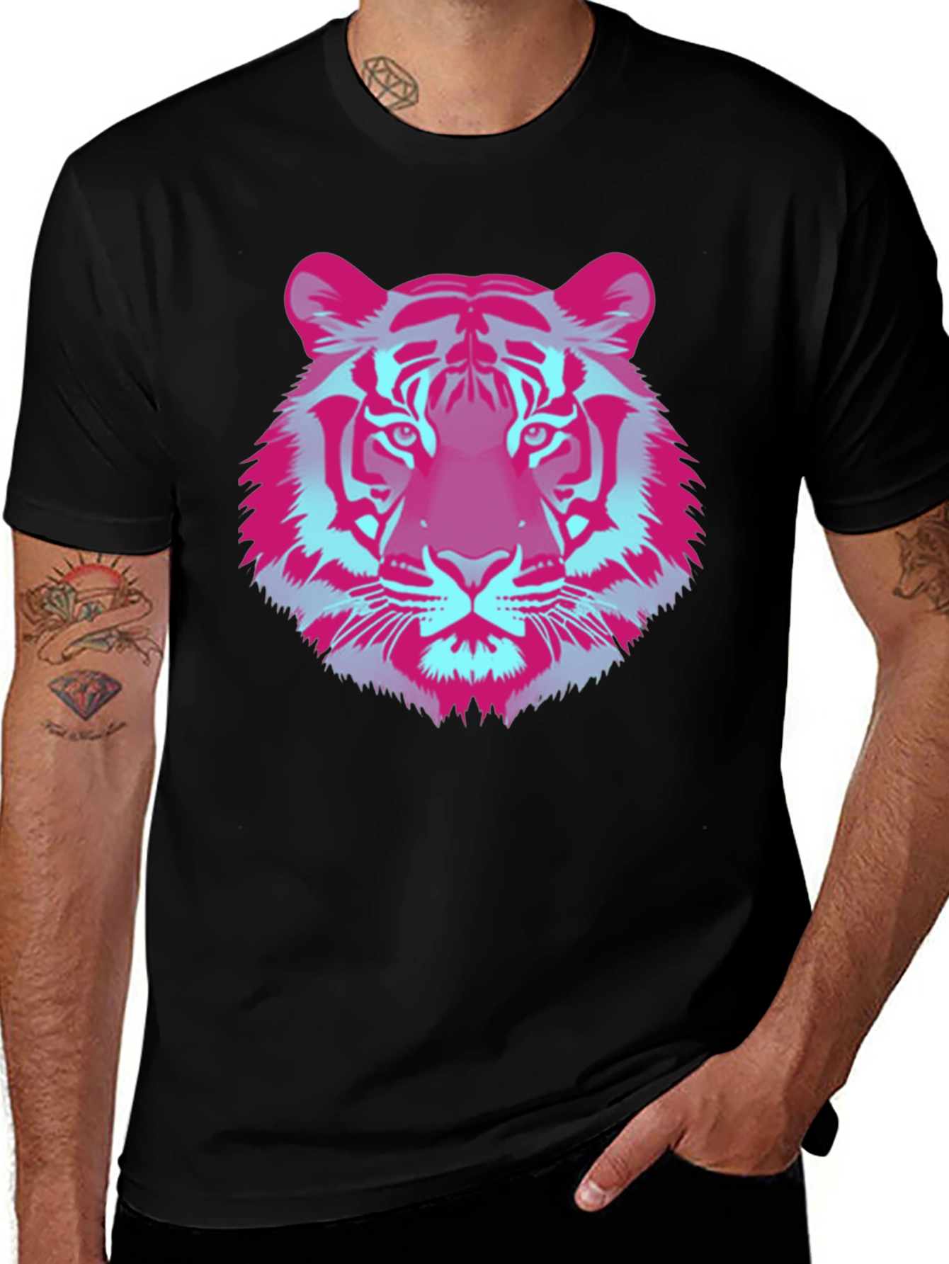 Variant 19 of Vaporwave Tiger Graphic Tee - Cool Retro Style