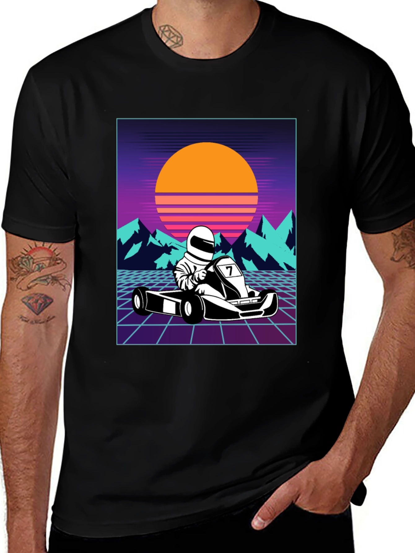Variant 16 of Retro Racer Graphic Tee - Vintage Kart Design
