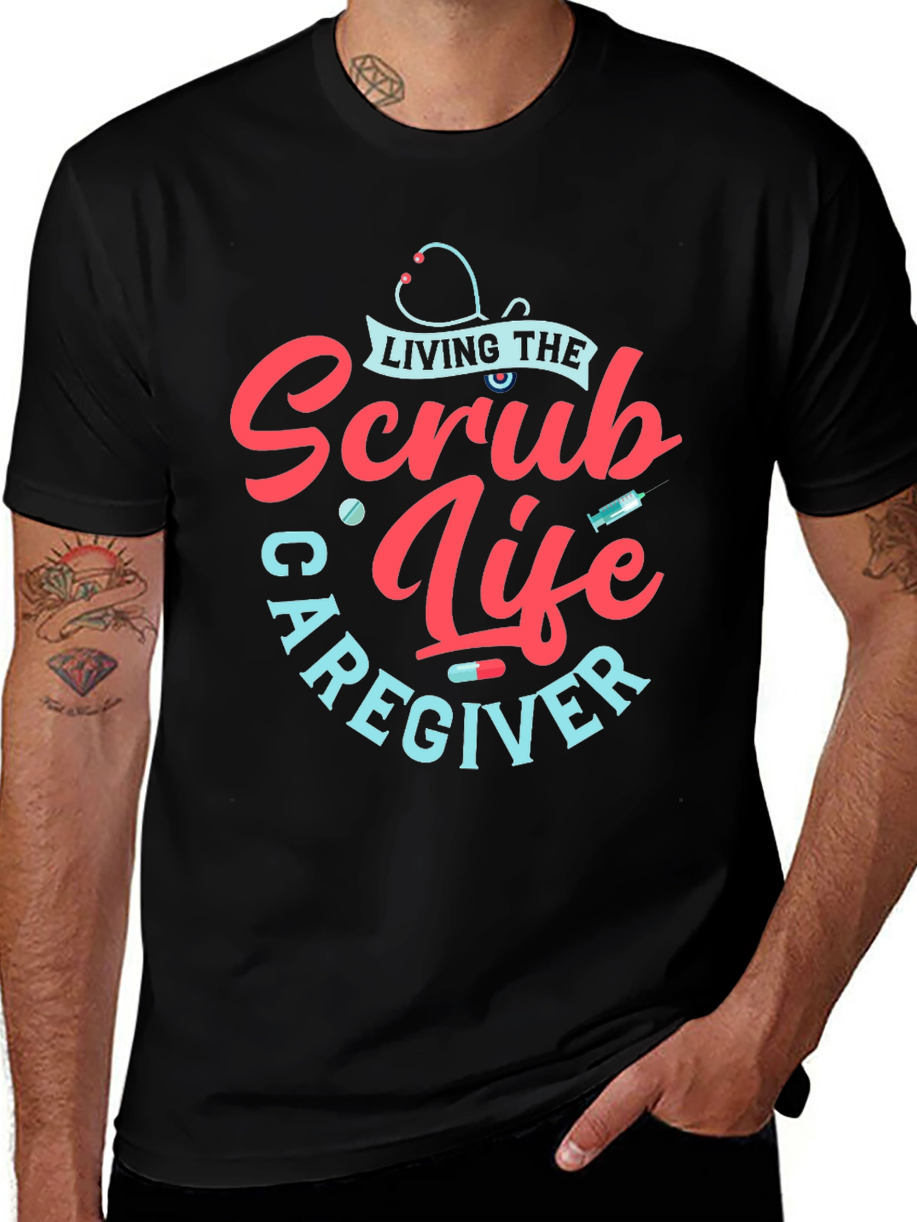 Variant 18 of Scrub Life Caregiver T-Shirt - Black