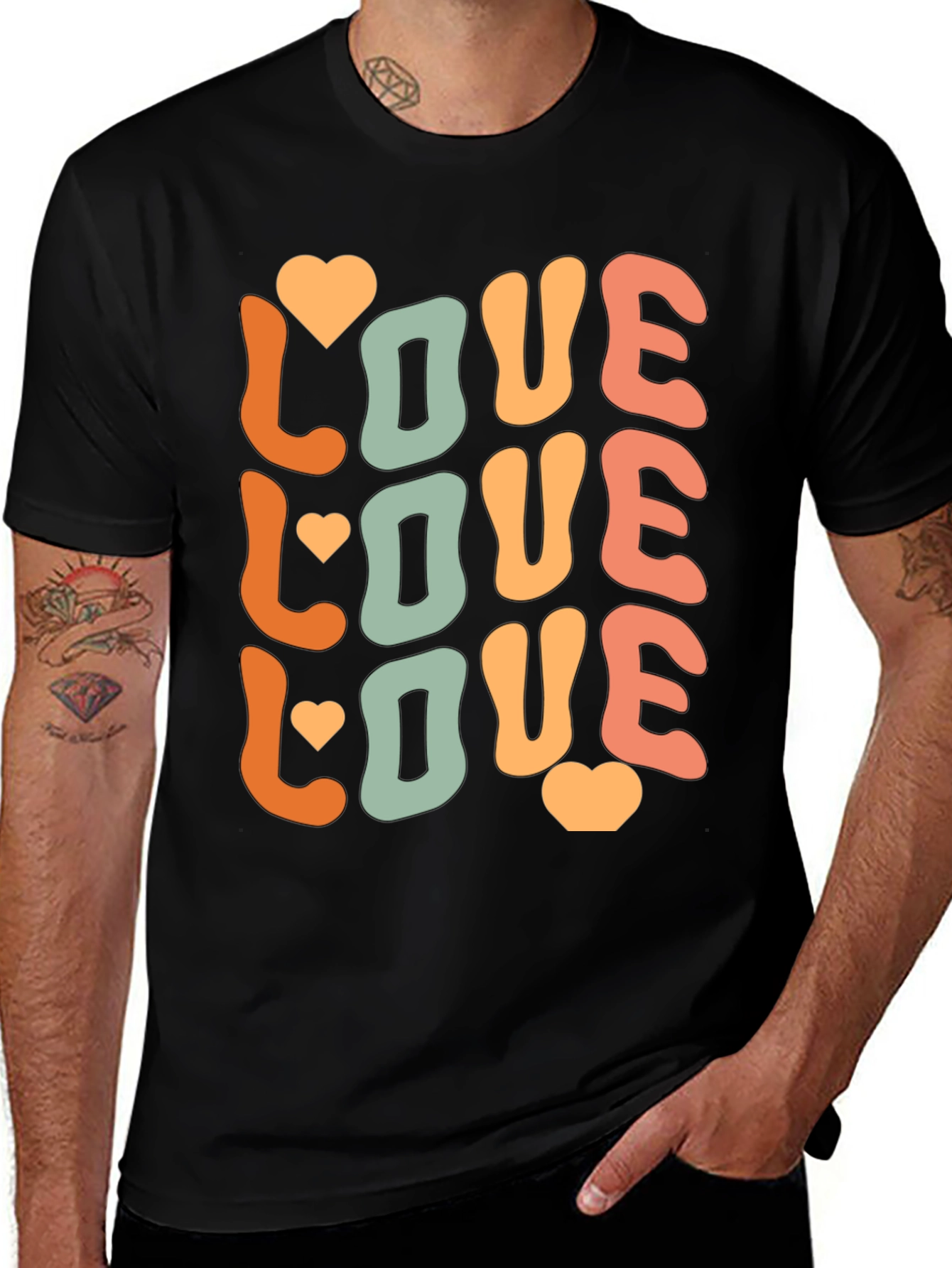 Variant 13 of Retro Love T-Shirt - Stylish Graphic Tee for Men