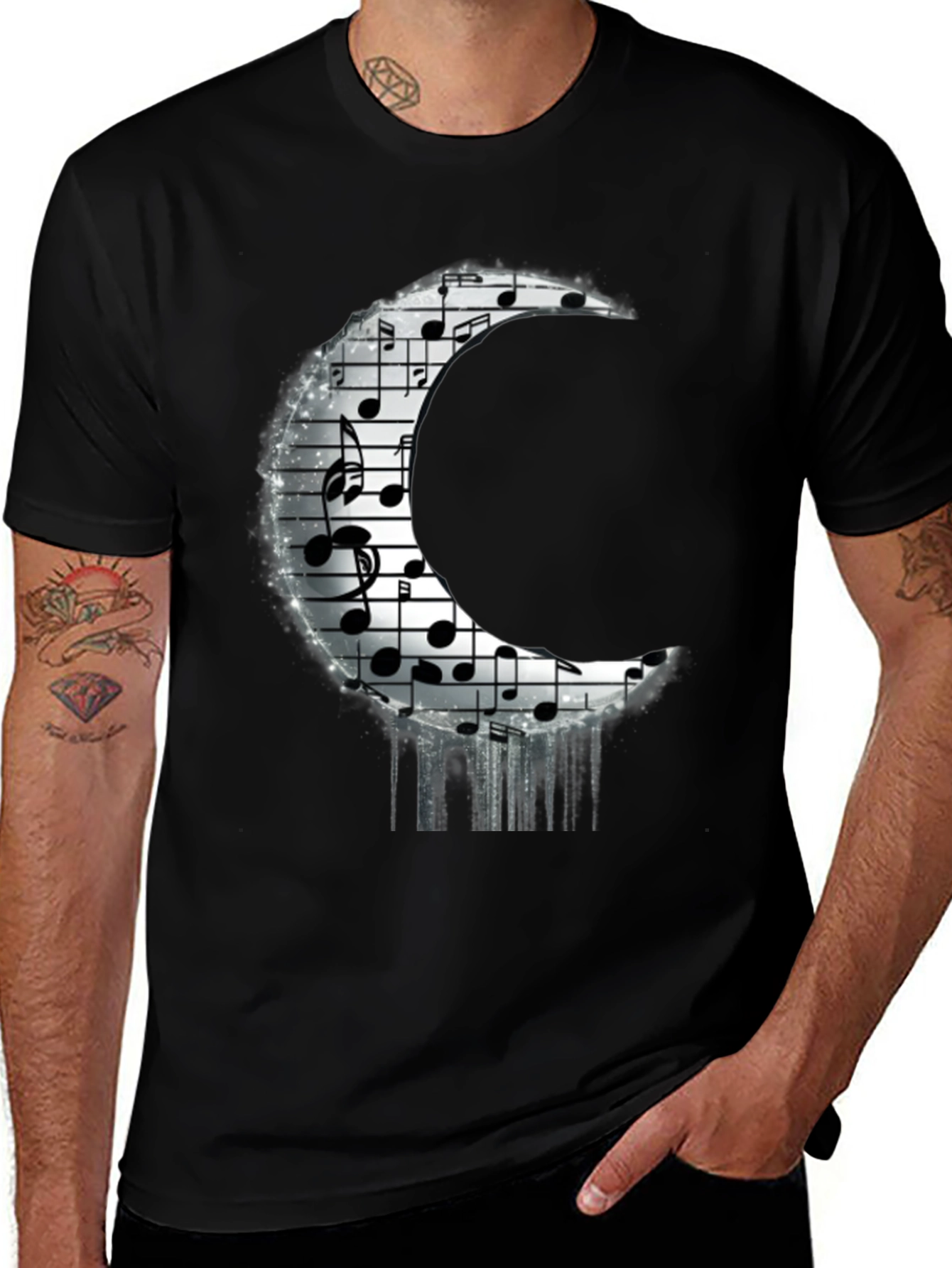 Variant 8 of Musical Moon Graphic T-Shirt - Black