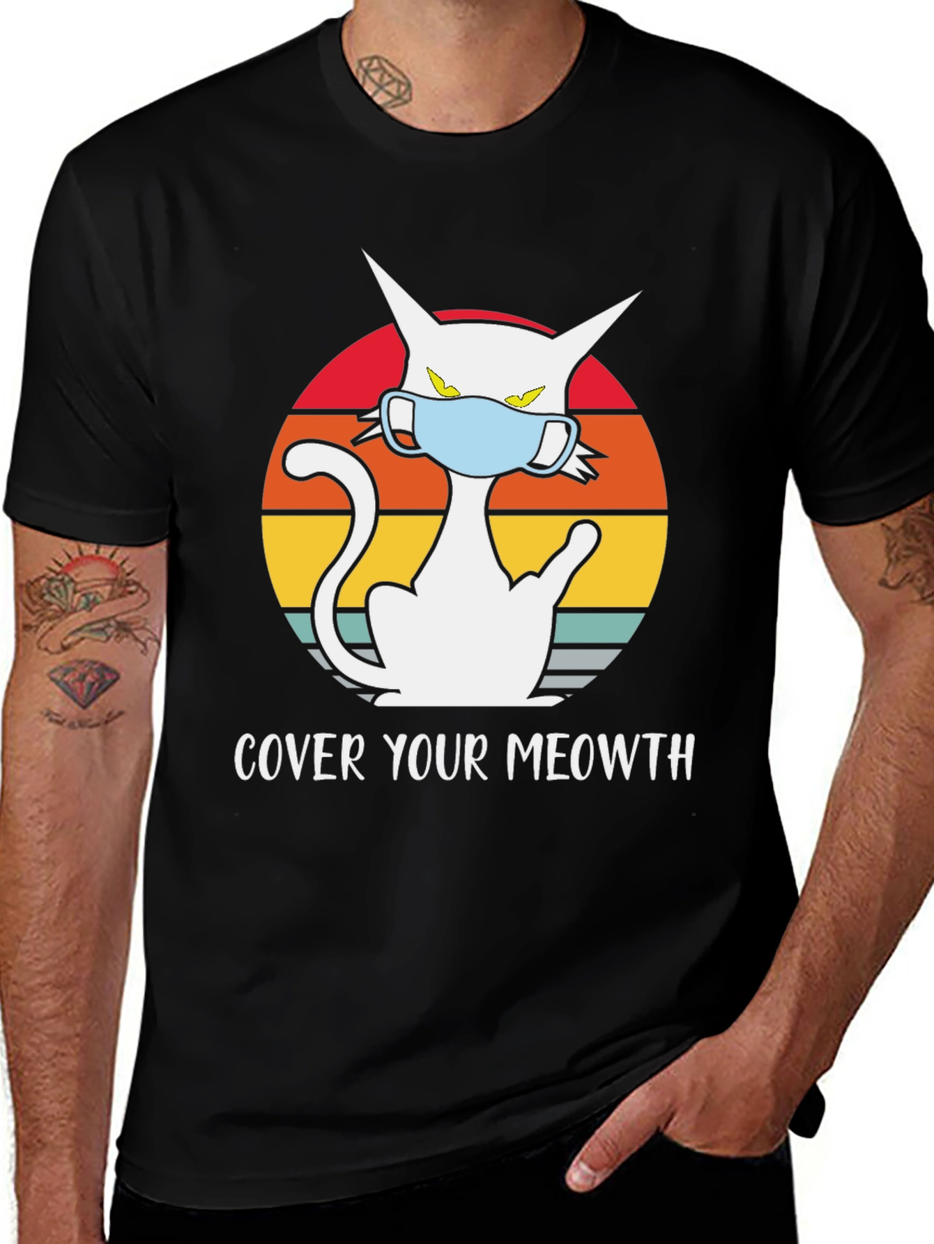 Variant 15 of Cover Your Meowth T-Shirt - Cat Mask Graphic Tee