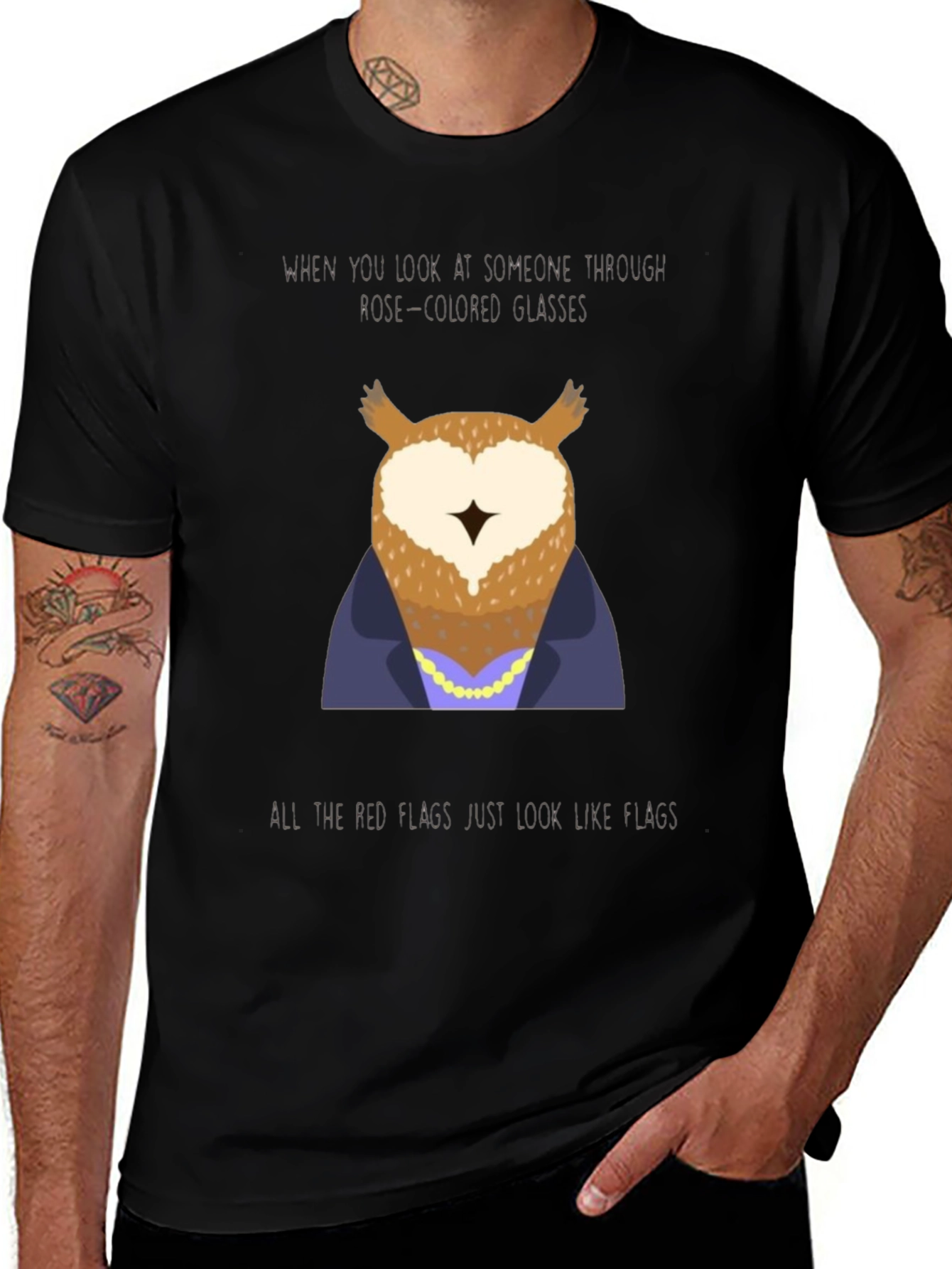 Variant 27 of Rose-Colored Glasses Owl T-Shirt