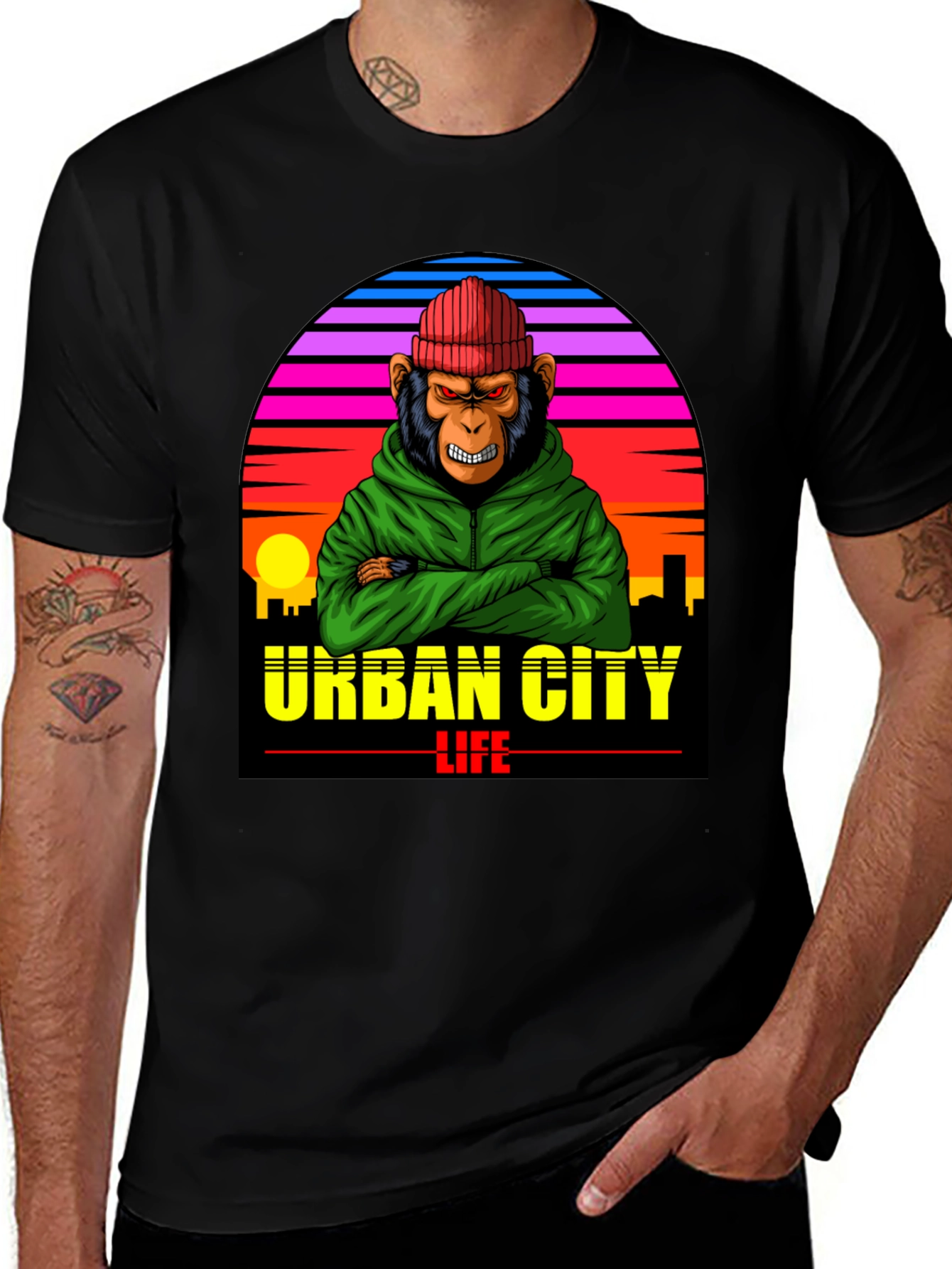 Variant 21 of Urban City Life Monkey Graphic Tee