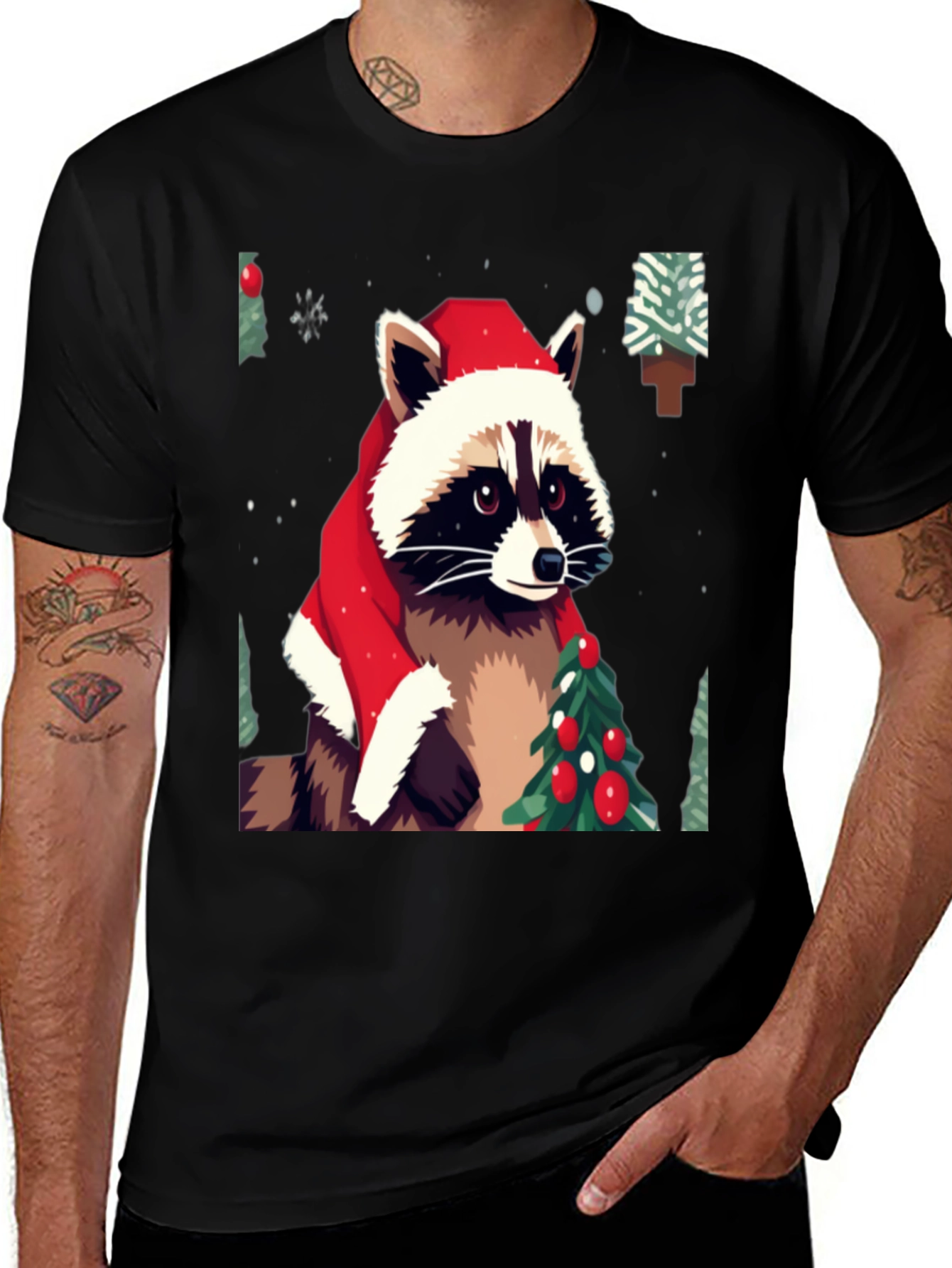 Festive Raccoon Christmas T-Shirt