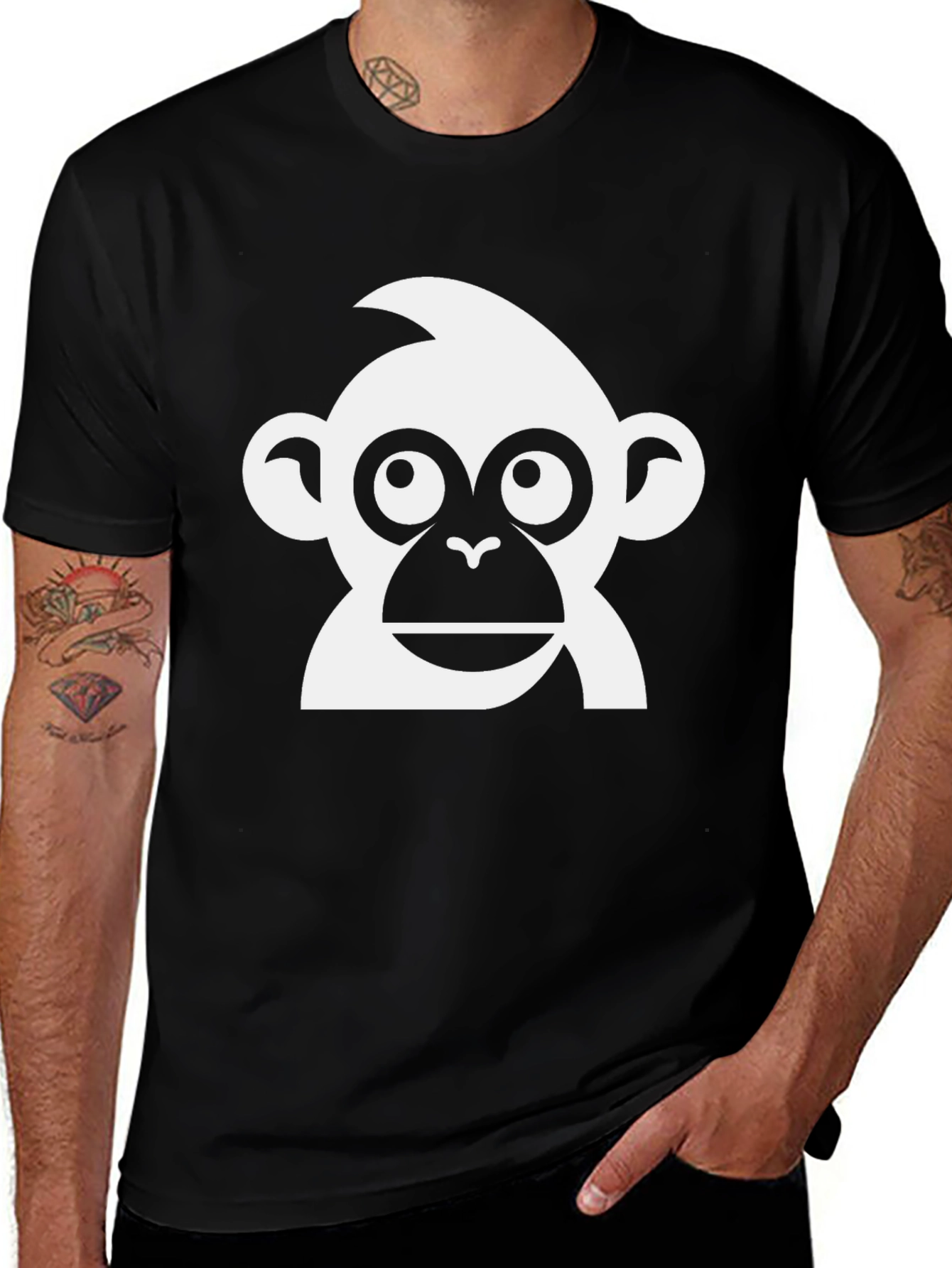 Variant 16 of Monkey Graphic Tee - Black Cotton T-Shirt