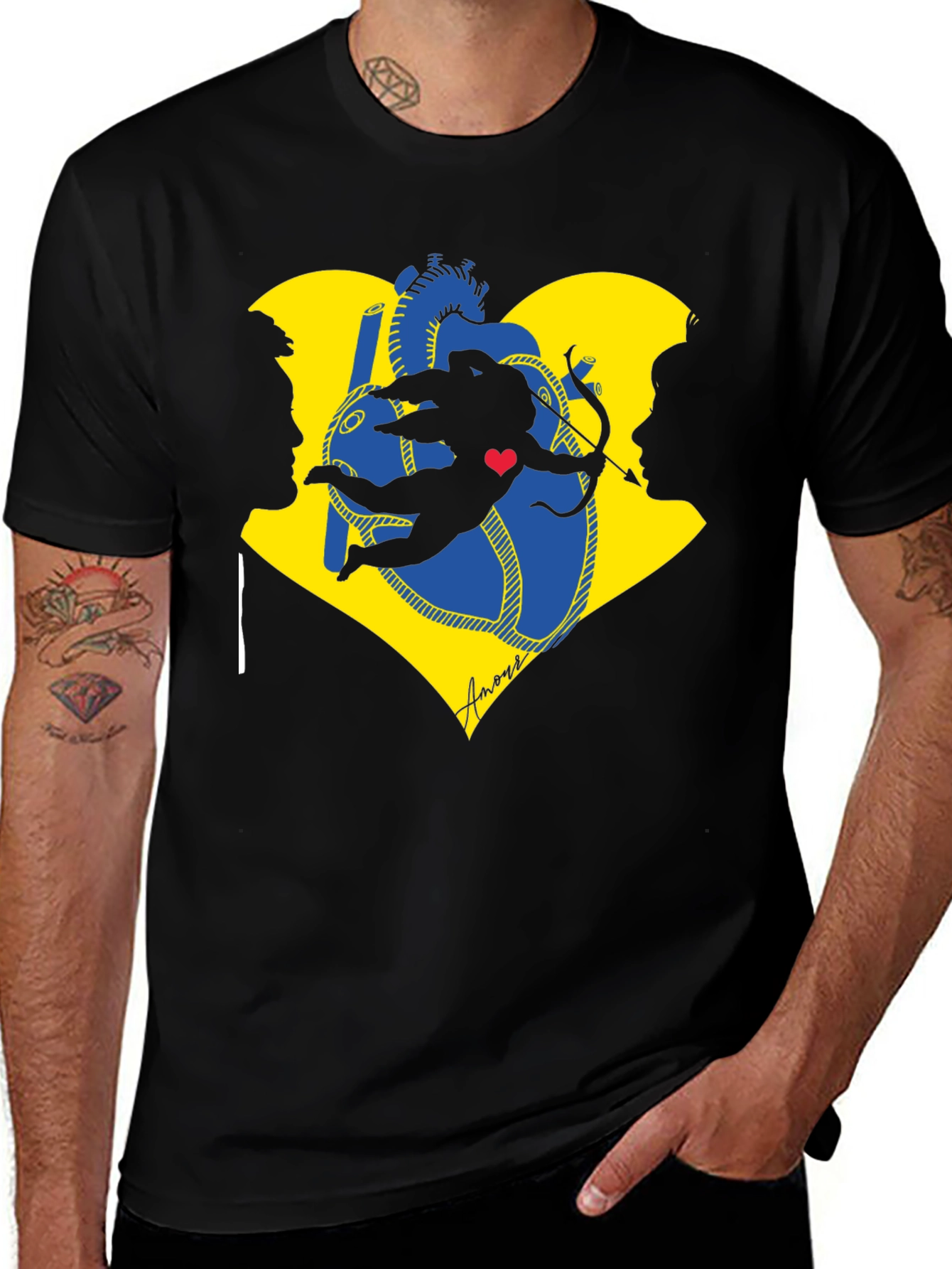 Variant 12 of Cupid Heart Black T-Shirt