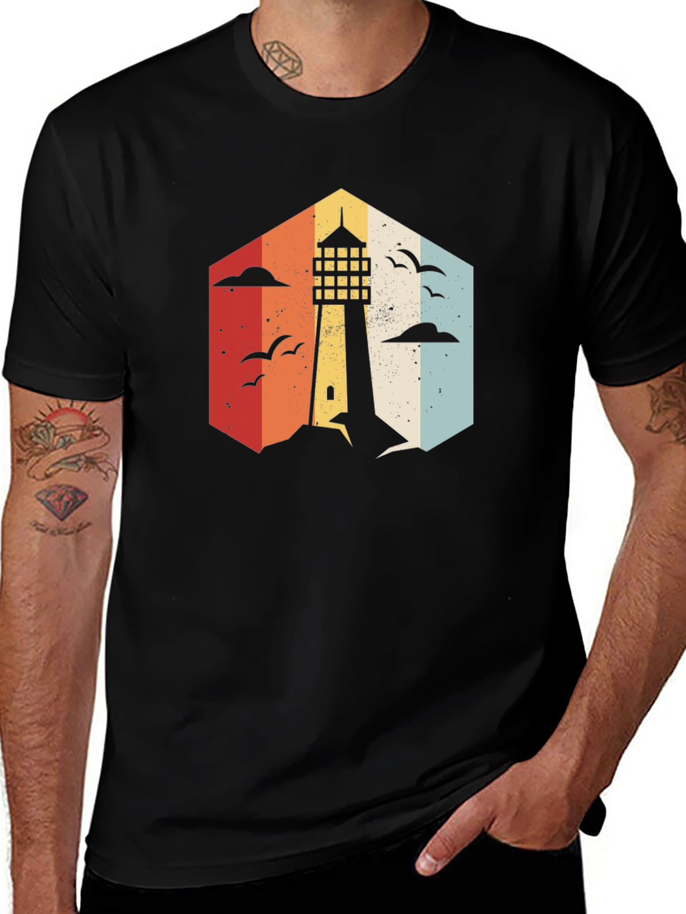 Variant 30 of Retro Lighthouse Graphic Tee - Coastal Style T-Shirt