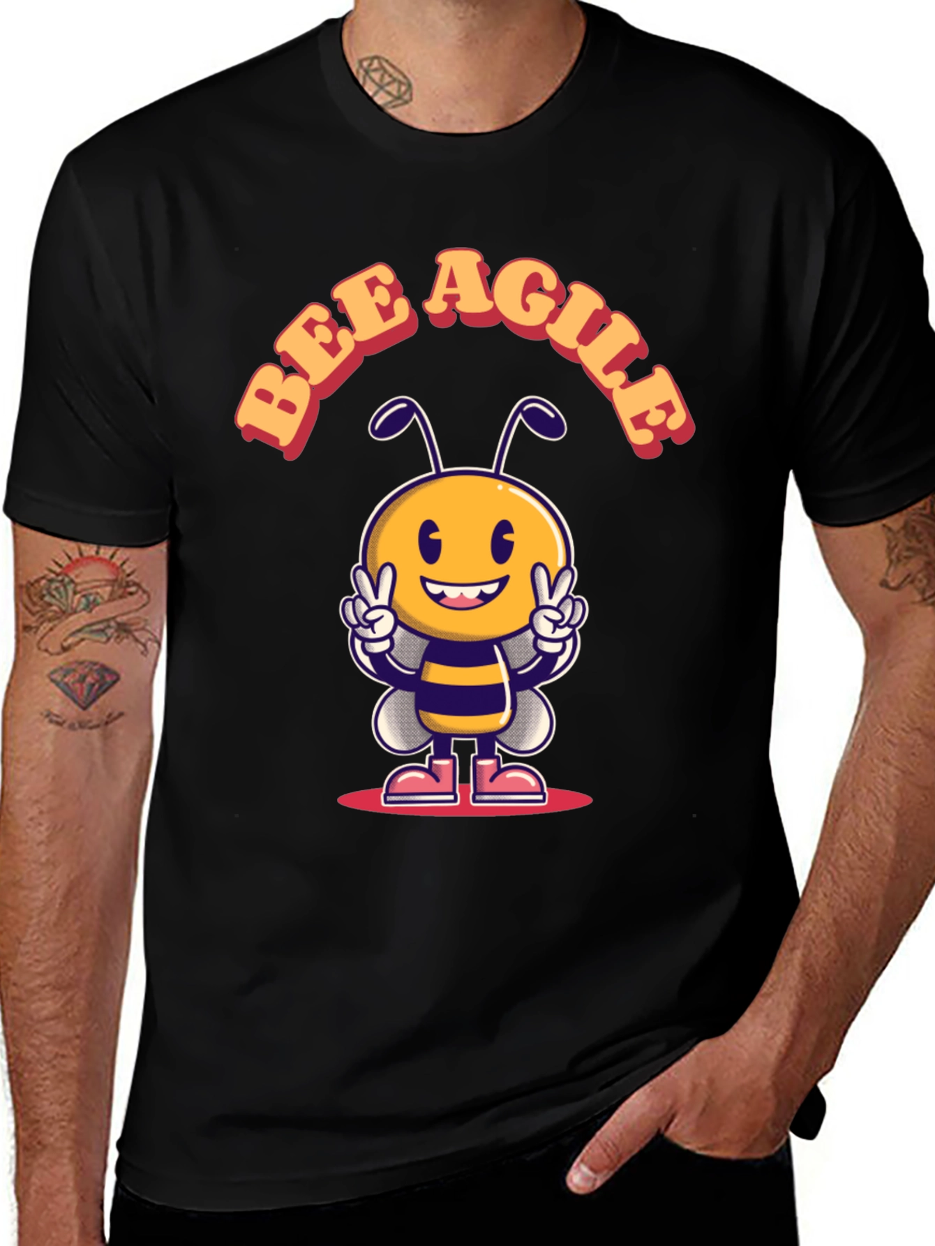 Variant 29 of Bee Agile T-Shirt - Cute Cartoon Bee Design