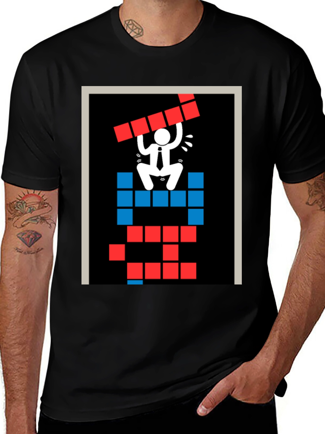 Variant 4 of Tetris Boss T-Shirt: Pixelated Puzzle Design
