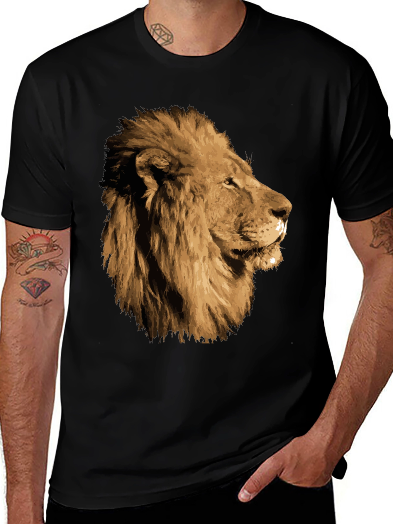 Variant 11 of Lion Graphic T-Shirt - Black
