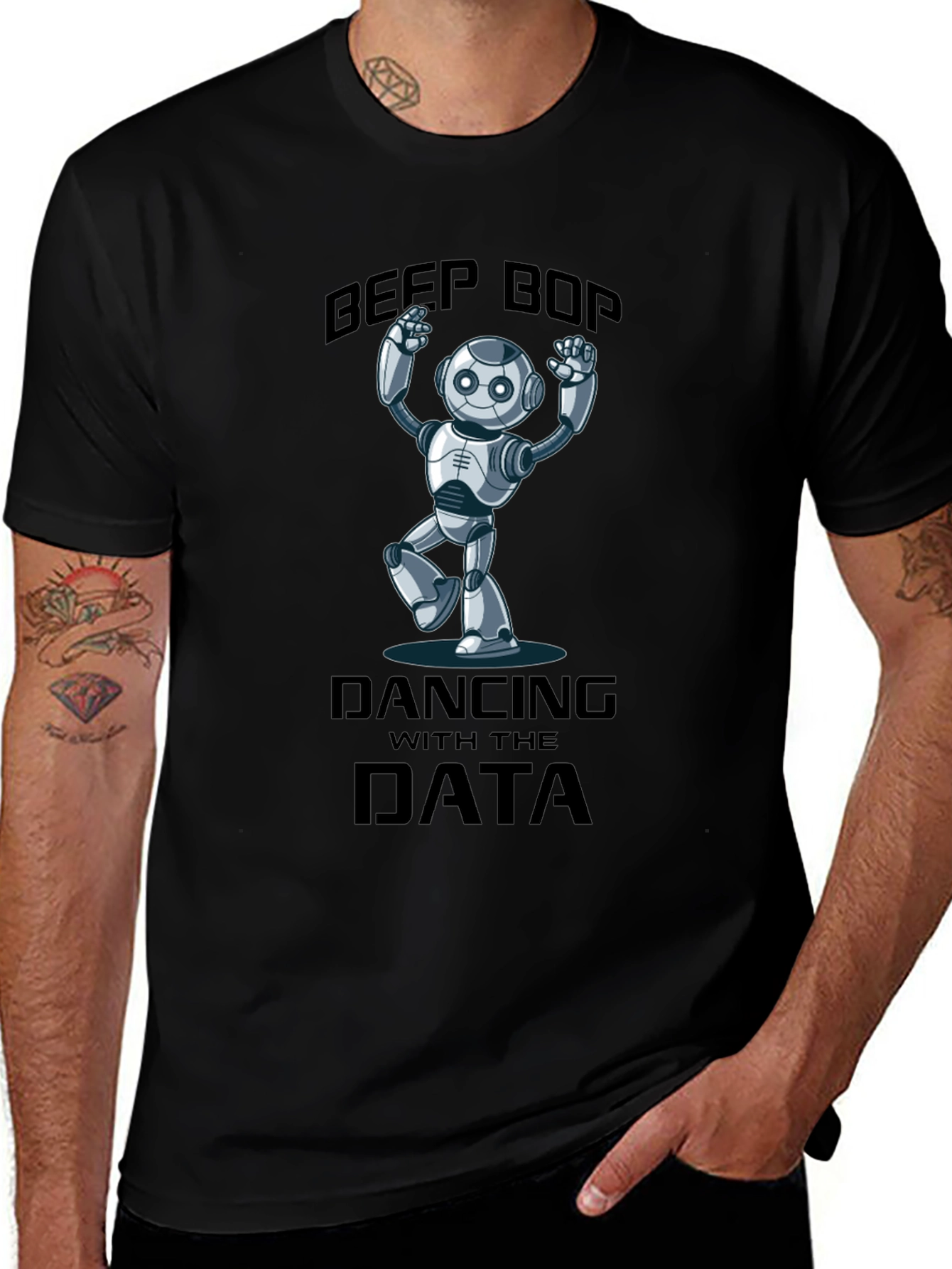 Variant 24 of Data Dancing Robot T-Shirt - Beep Boop Fun!