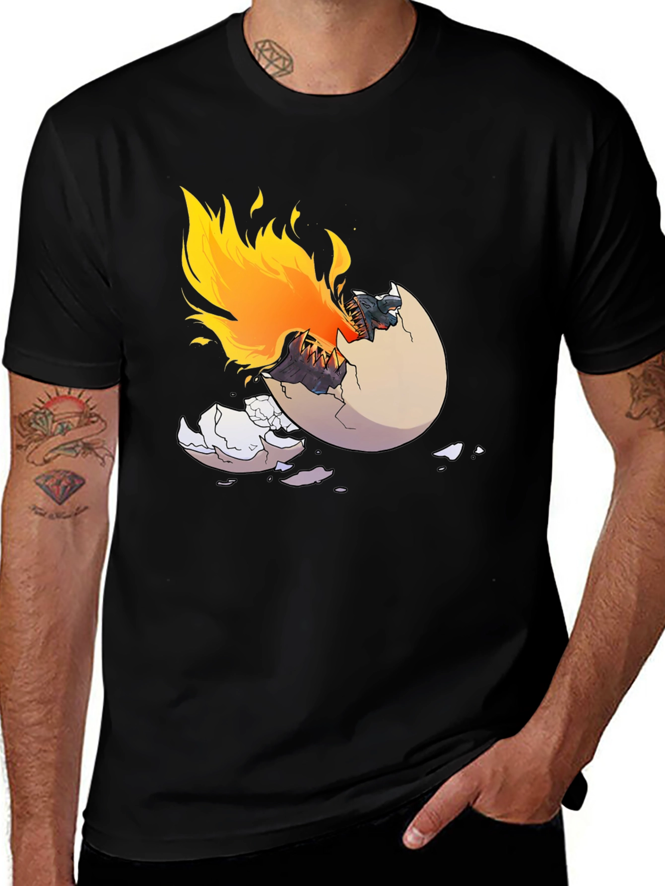 Variant 30 of Dragon Hatching T-Shirt - Fire Breathing Design